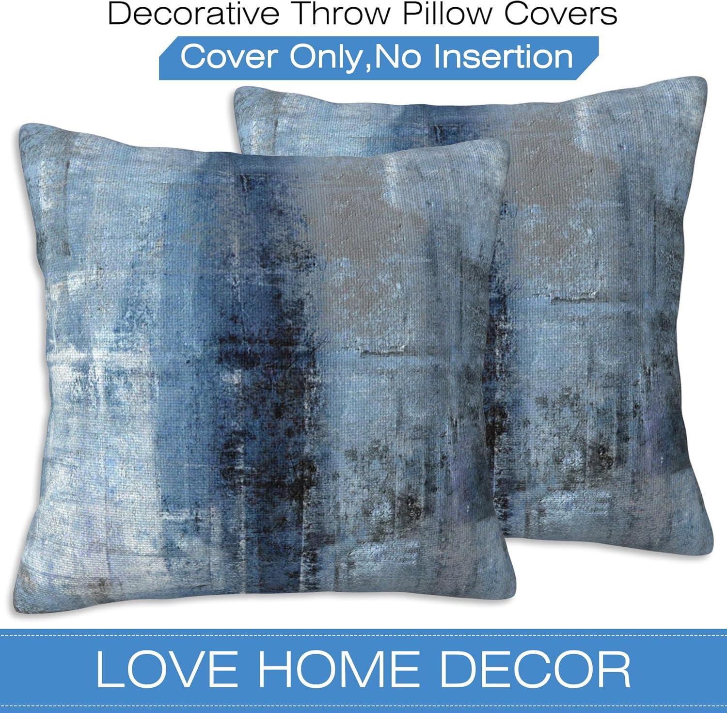 Blue and Gray Abstract Art Polyester Euro Pillowcase Set