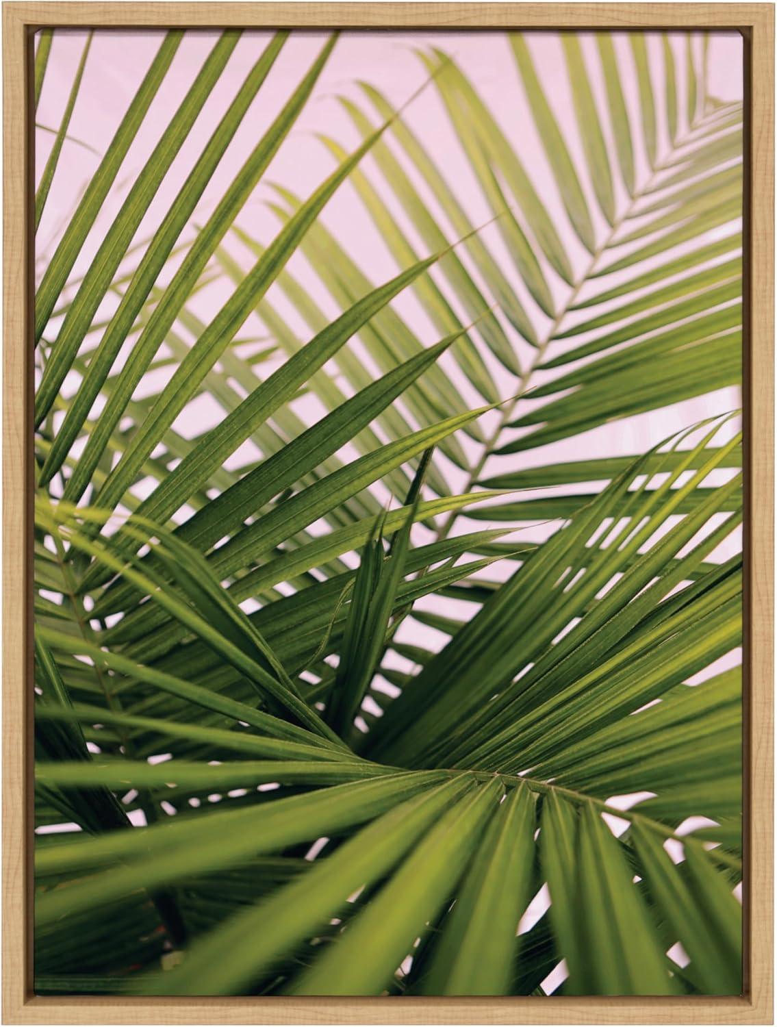 Kate & Laurel All Things Decor Sylvie Her Majesty 2 Framed Canvas Wall Art by Alicia Bock Natural Beach Palm Frond Tree Wall Art