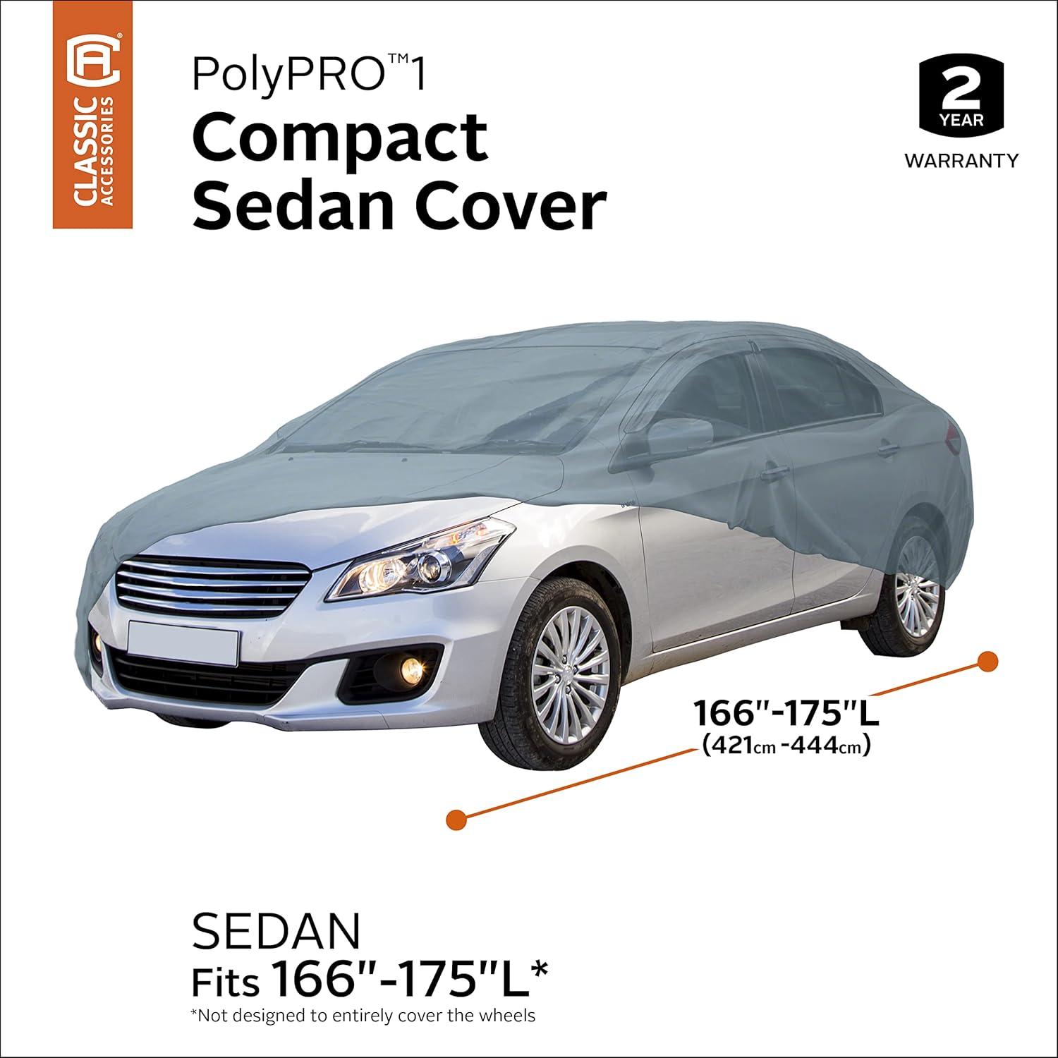 PolyPRO 1 Gray Compact Sedan Car Cover with UV Protection