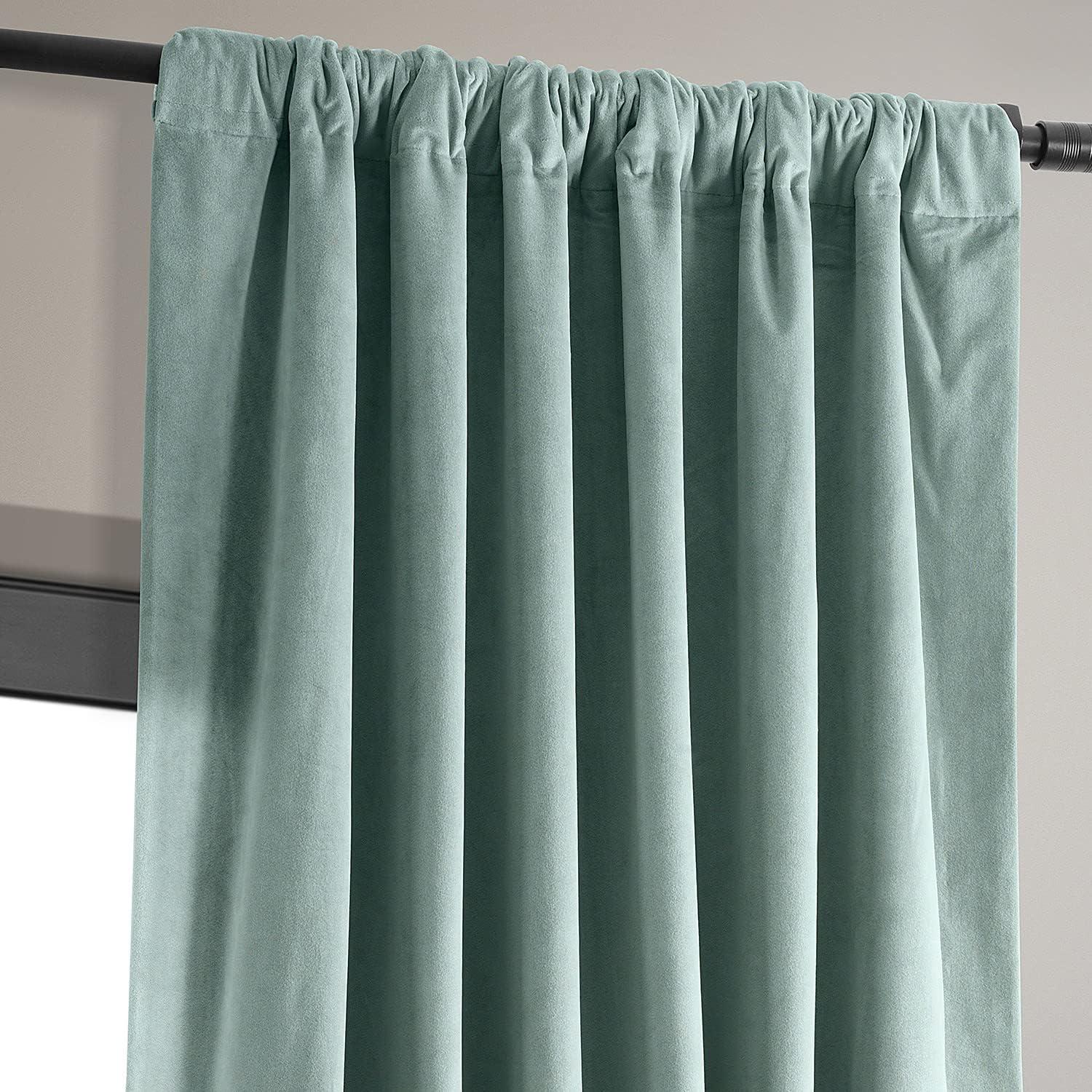 Half Price Drapes Signature Skylark Blue Velvet Blackout Curtains For Bedroom(1 Panel), 50WX 120L