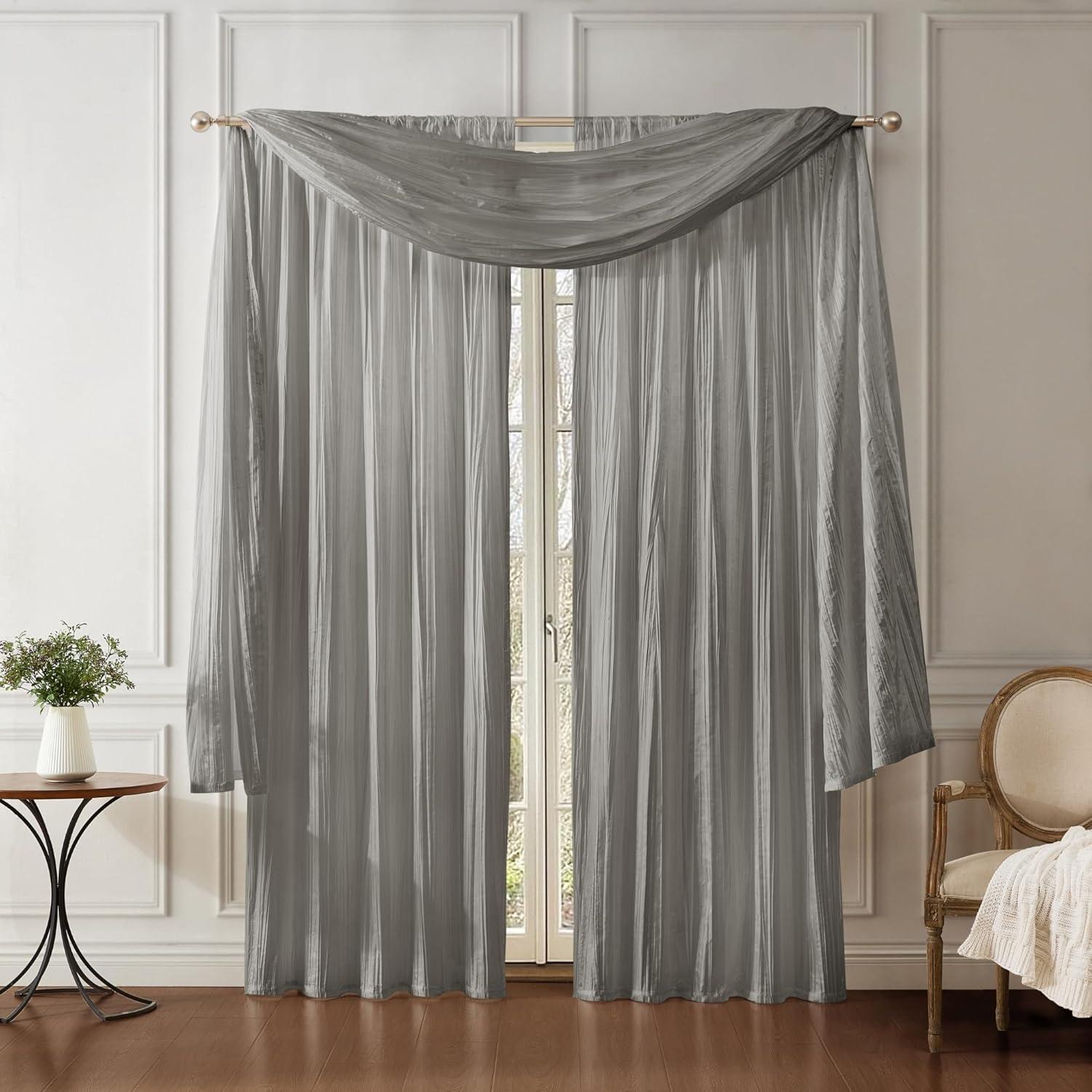 Elrene Athena Faux Silk Window Curtain and Scarf Set - Elrene Home Fashions