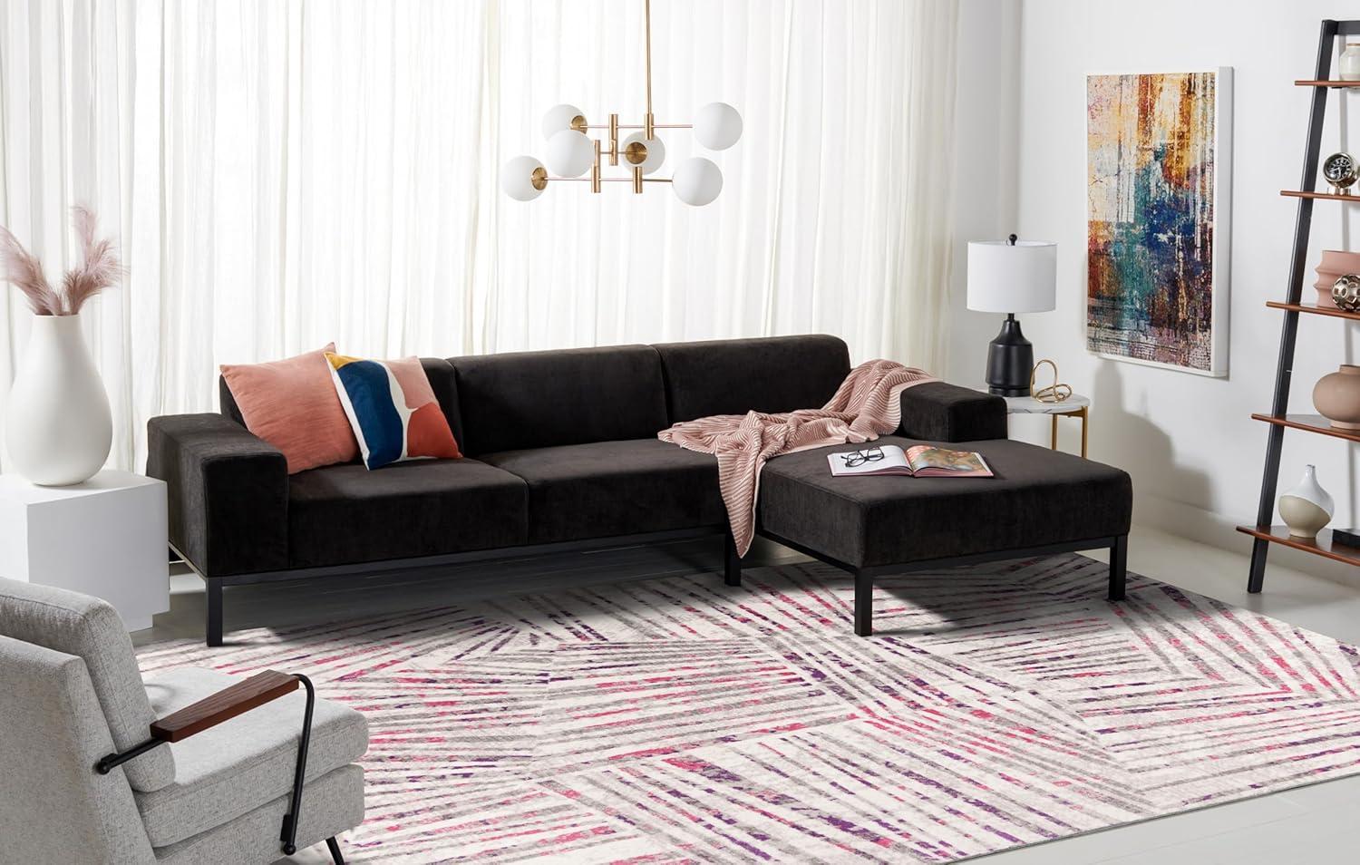 Skyler SKY191 Power Loomed Indoor Area Rug - Grey/Pink - 8'x10' - Safavieh