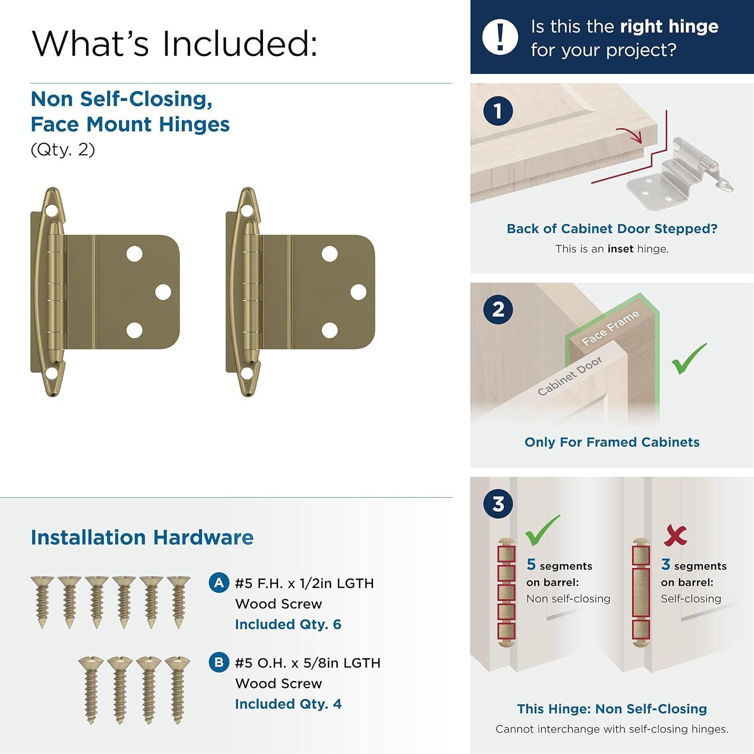 Golden Champagne 3/8 Inch Inset Cabinet Hinge