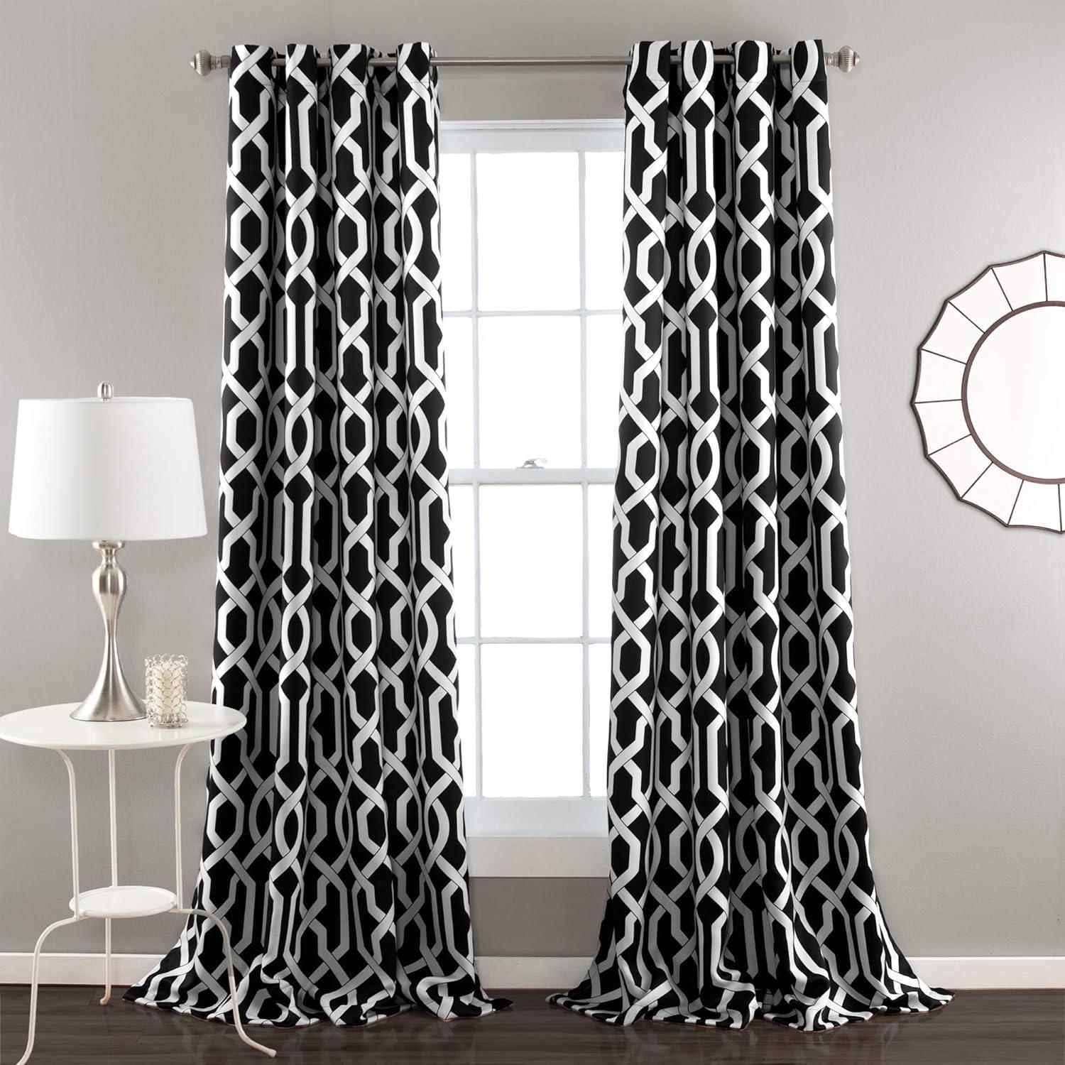 Trellis Polyester Room Darkening Curtain Pair