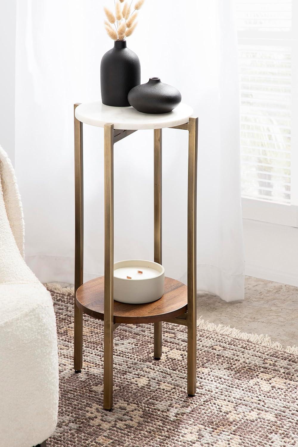Kate and Laurel Moxley  Metal Tea Table, 11x11x25, Walnut Brown