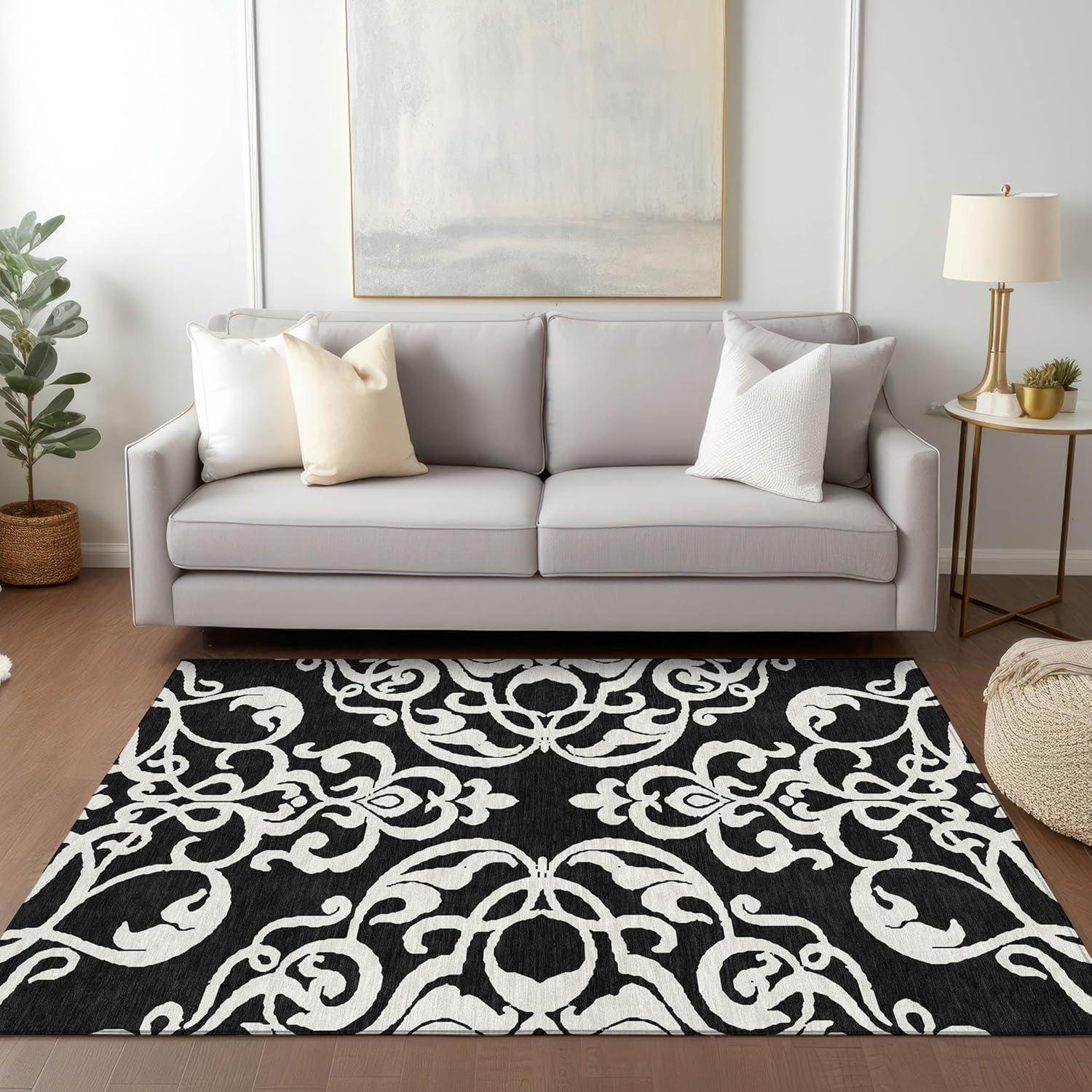 Addison Rugs Chantille ACN973 Black 2'6" x 3'10" Indoor Outdoor Area Rug, Easy Clean, Machine Washable, Non Shedding, Bedroom, Entry, Living Room, Dining Room, Kitchen, Patio Rug