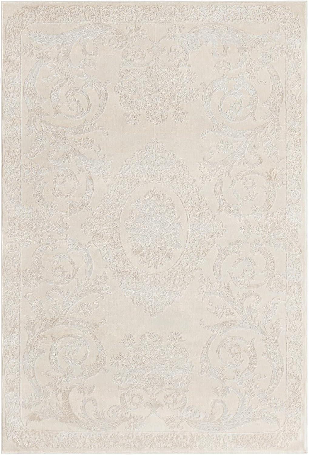 Rugs.com Finsbury Collection Rug – 4' x 6' Ivory Medium Rug Perfect For Living Rooms, Large Dining Rooms, Open Floorplans