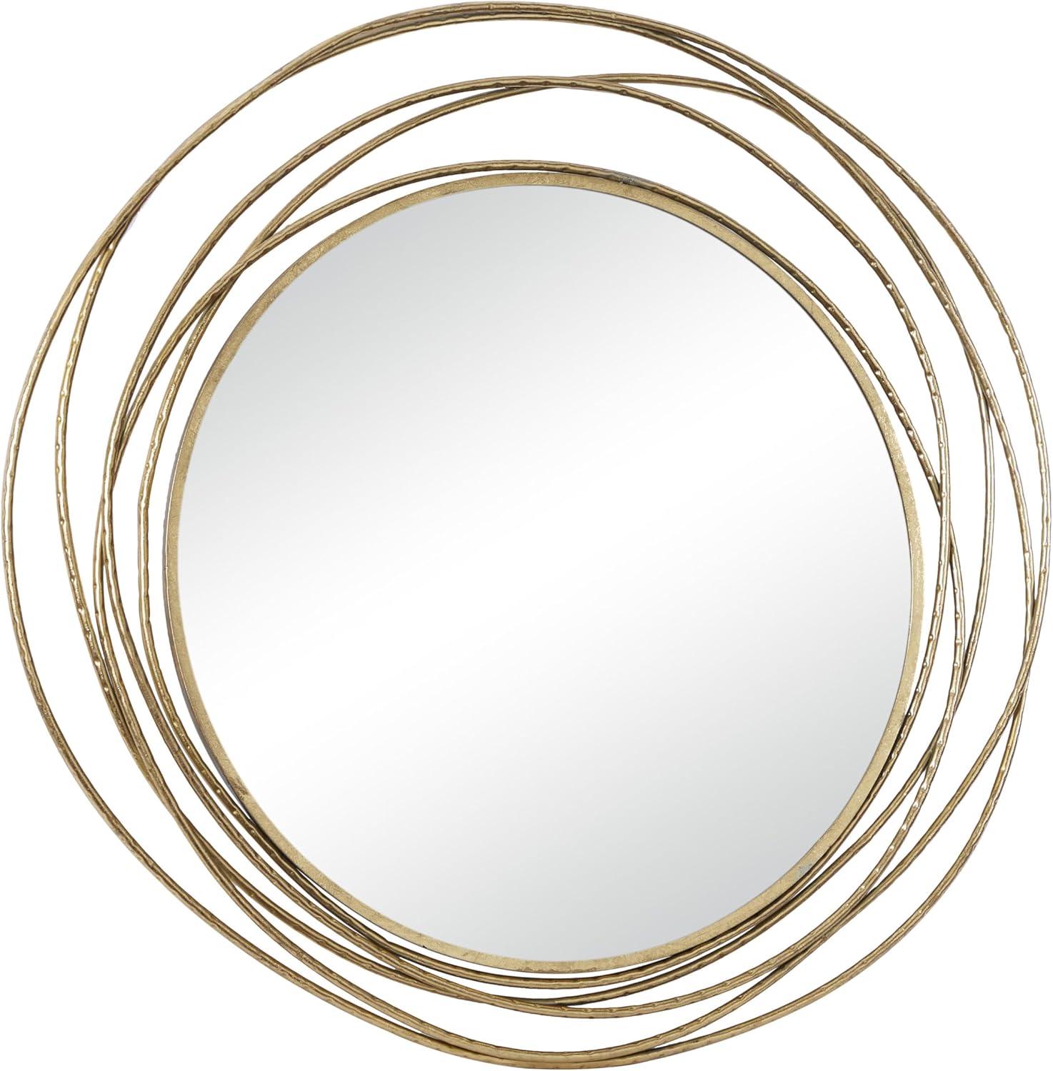 DecMode 40" x 38" Gold Wall Mirror with Overlapping Ring Frame