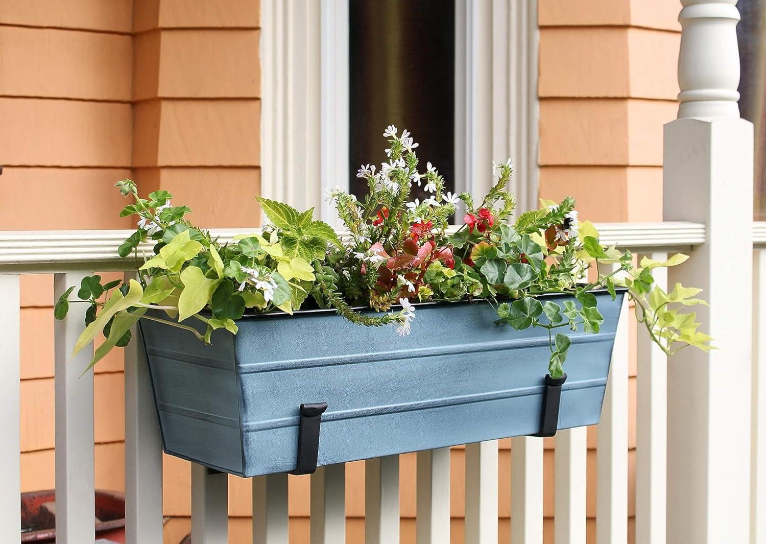 ACHLA Designs Galvanized With Wall Brackets Rectangular Steel Planter Boxes