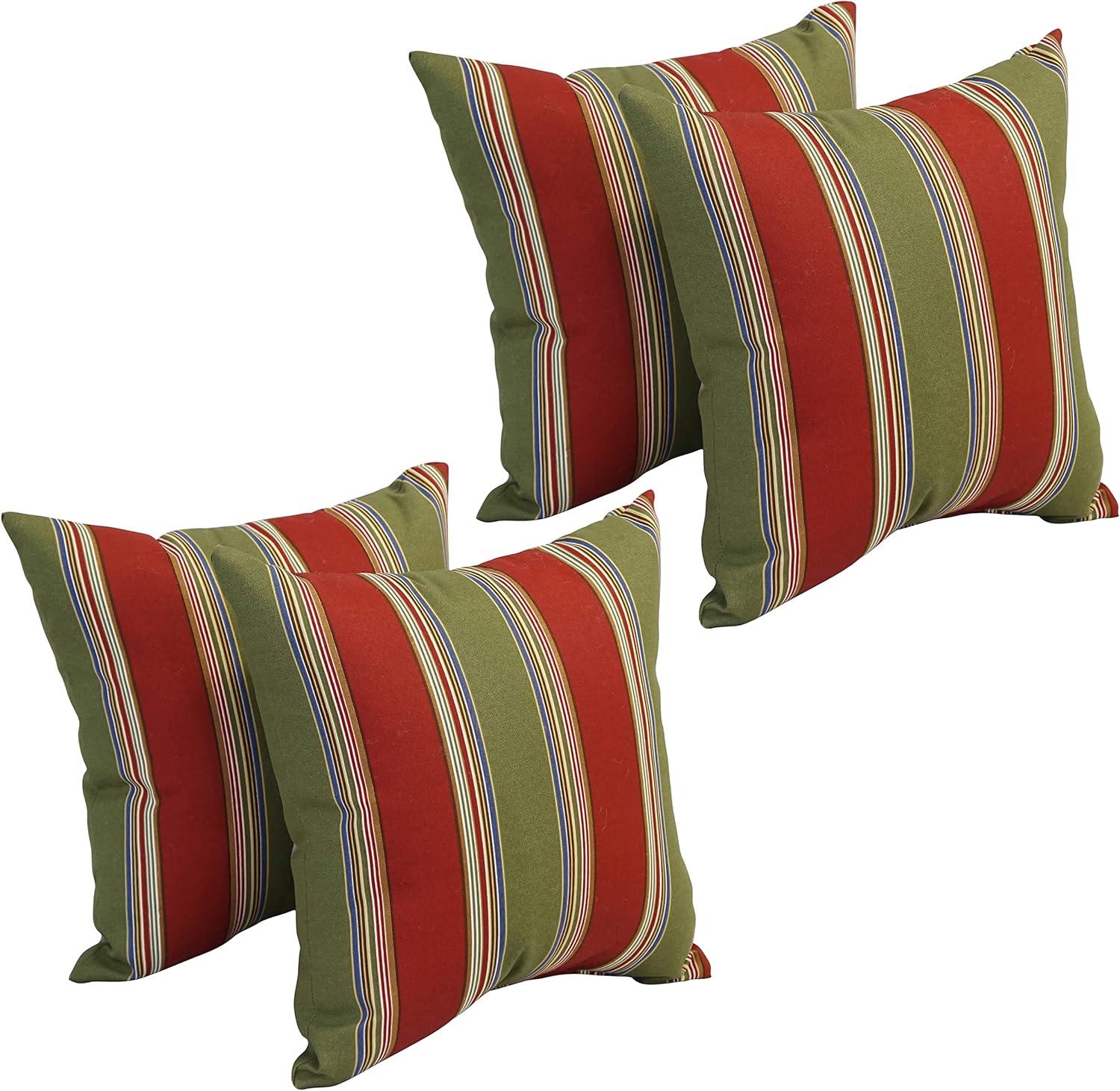 Set of 4 Striped Square Outdoor Polyester Throw Pillows