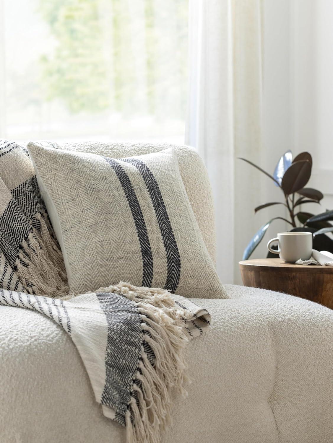 Becki Owens x Livabliss Becki Owens x Livabliss Brett Striped Wool Blend Reversible Throw Pillow