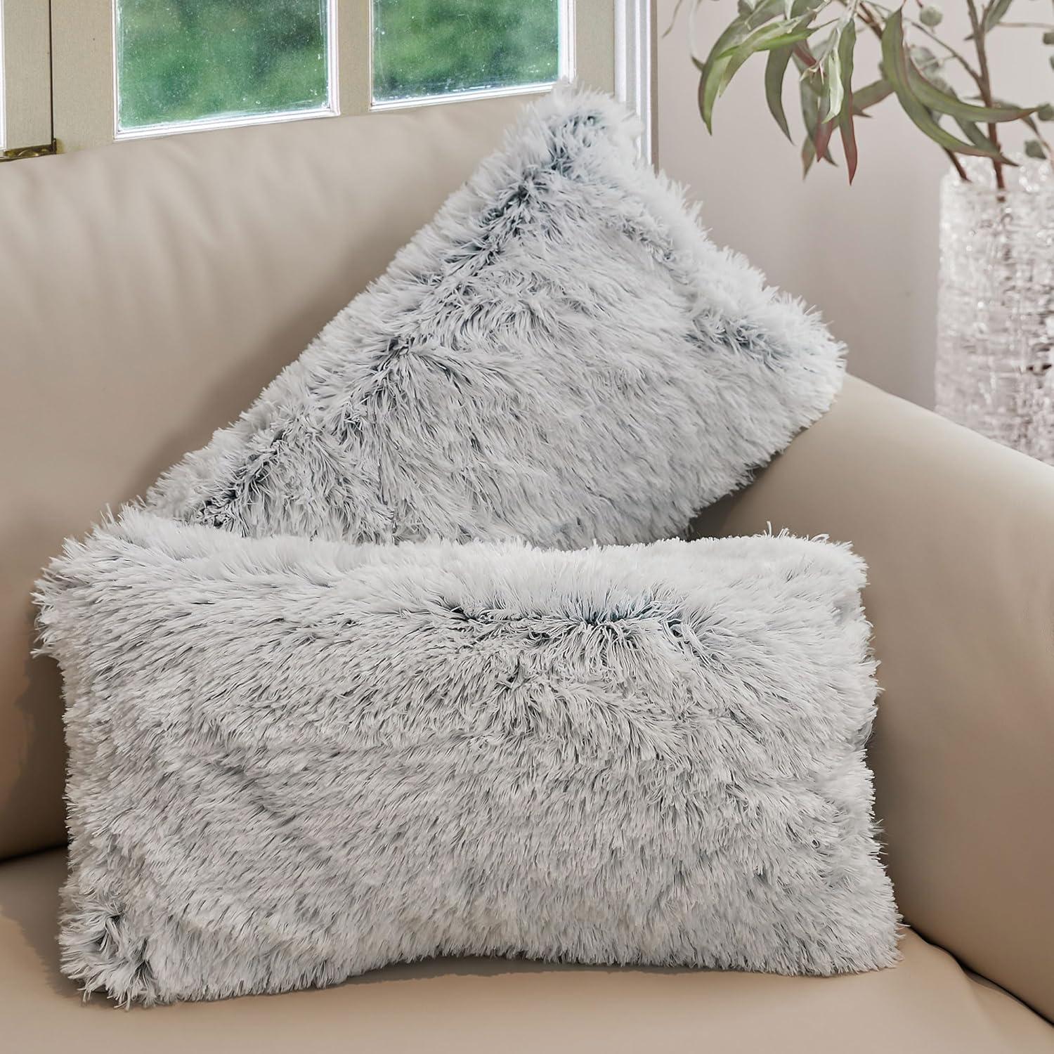 Cheer Collection Cheer Collection Shaggy Hair Decorative Throw Pillows (Set of 2)