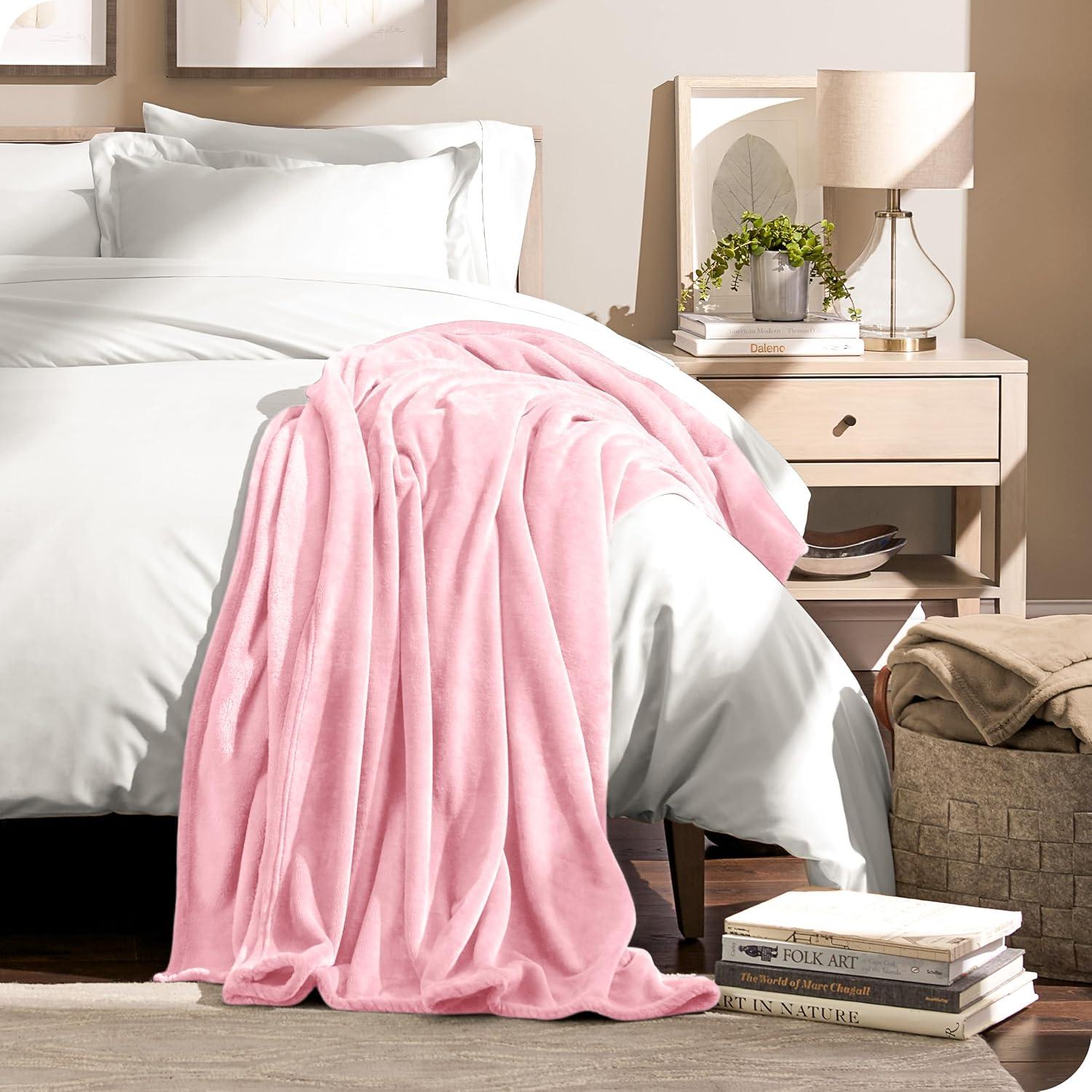 Light Pink Microplush Full/Queen Fleece Blanket by Bare Home