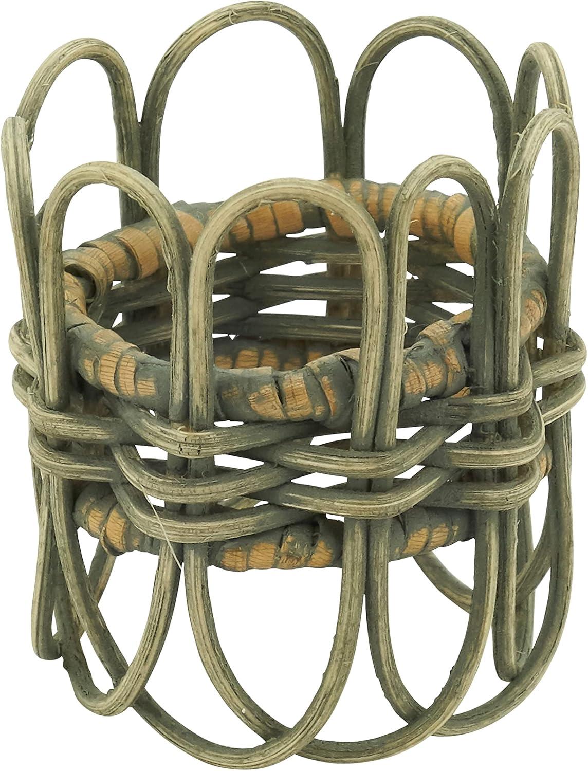 Twisted Gray Rattan Napkin Rings Set of 4