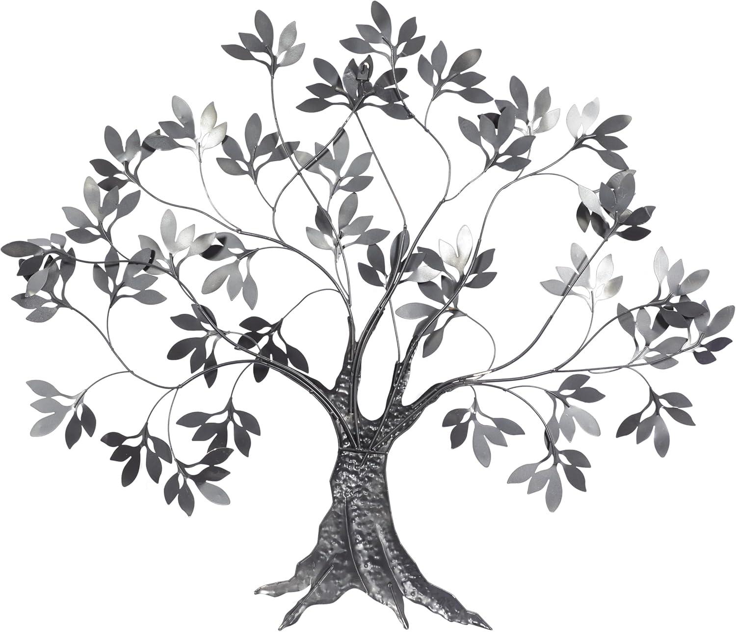 Metal Tree Home Multi Colored Wall Decor with Leaf Detail