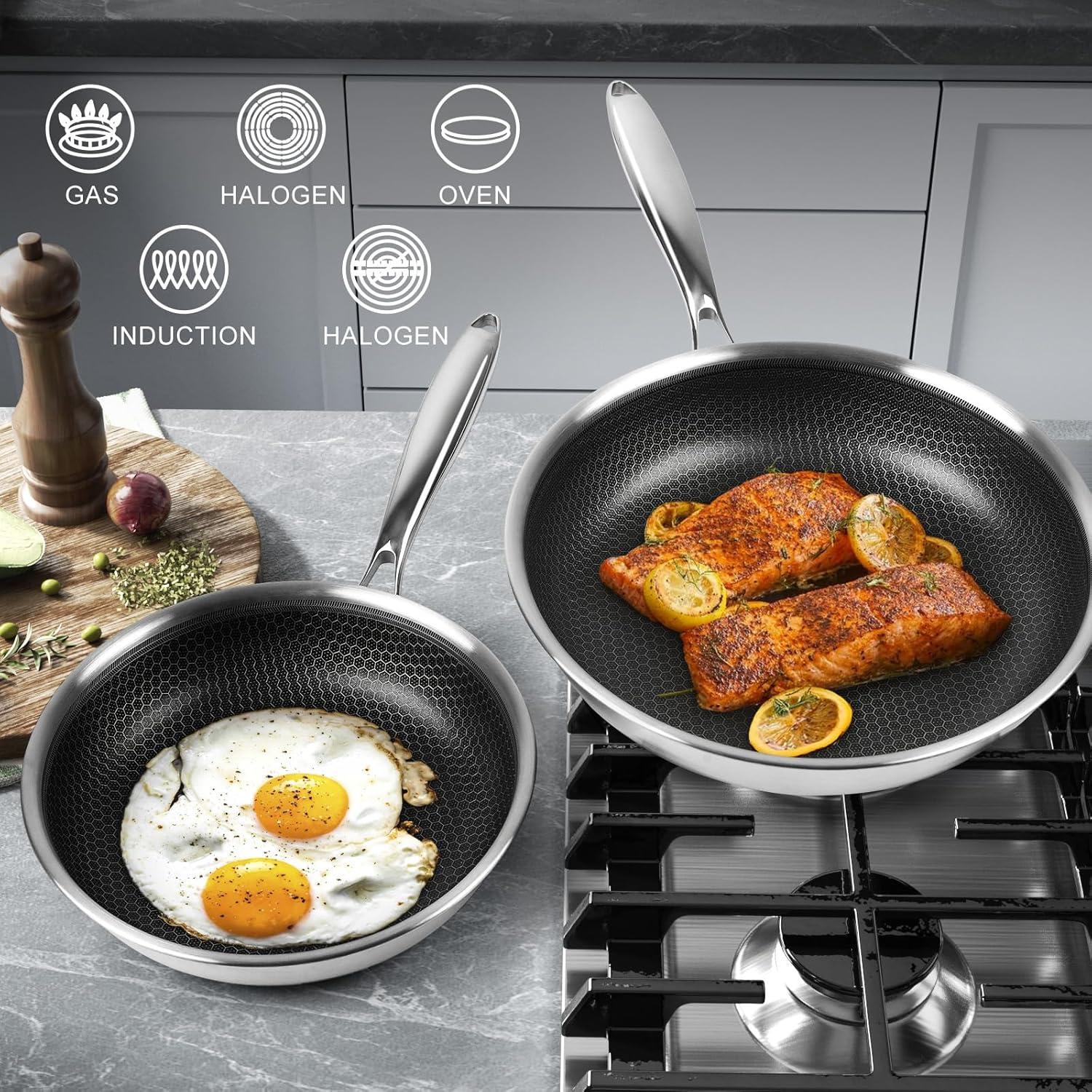 Lexi Home Modern Kitchen Basics Tri-Ply Stainless Steel Nonstick Frying Pan