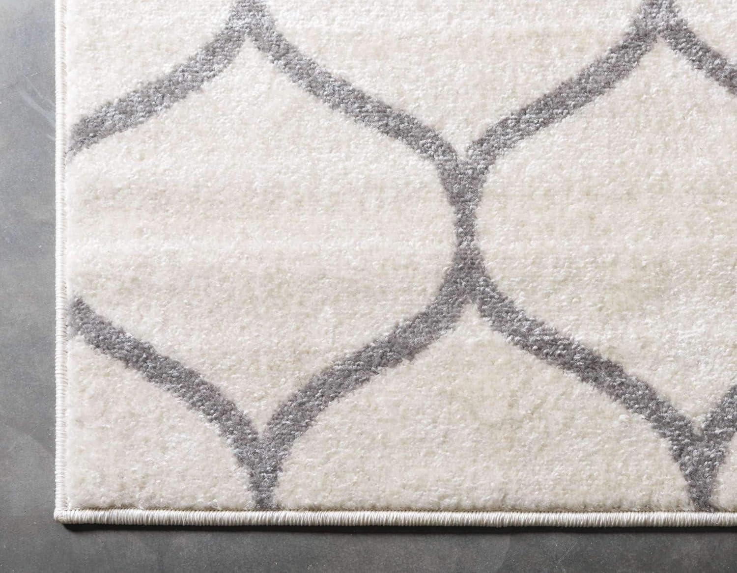 Unique Loom 9' 0 x 12' 0 Trellis Frieze Rounded Ivory Area Rug