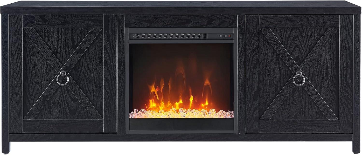 Evelyn&Zoe Granger Rectangular TV Stand with Crystal Fireplace for TV's up to 65", Black