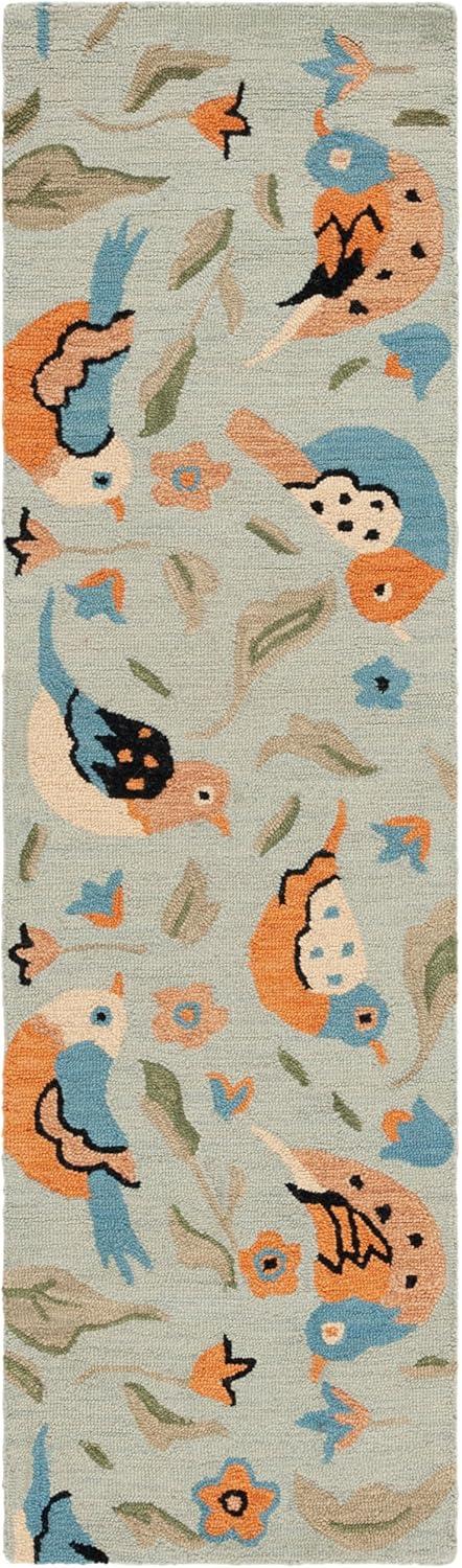 Blossom BLM676 Hand Hooked Runner Rug - Sage/Multi - 2'3"x8' - Safavieh.