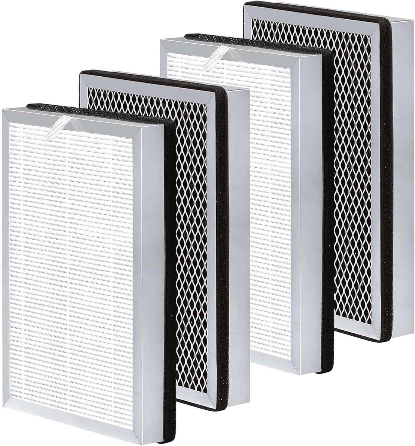 High-Efficiency H13 HEPA and Activated Carbon Air Purifier Filters, Pack of 4