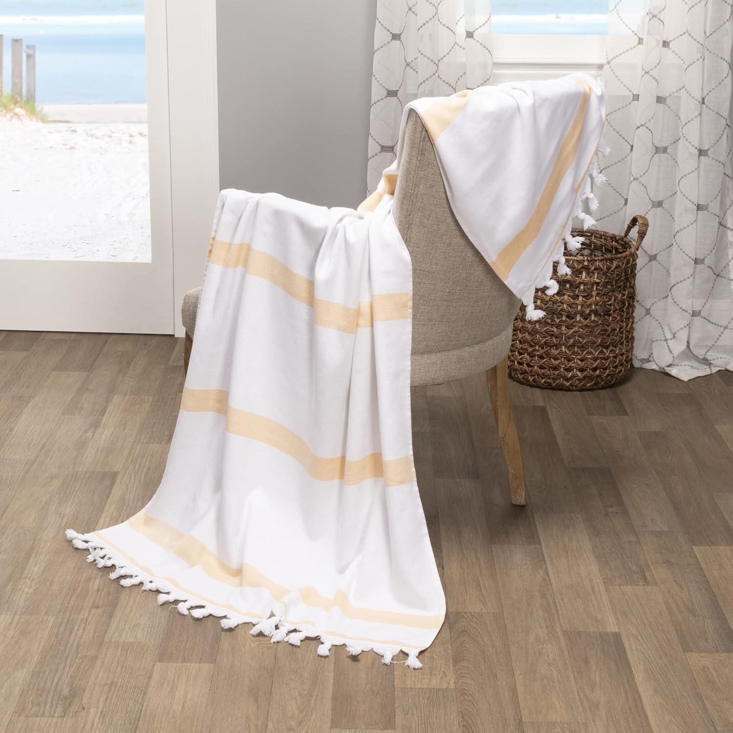 Impressions Ula Stripe Fouta Beach Towel with Tassels