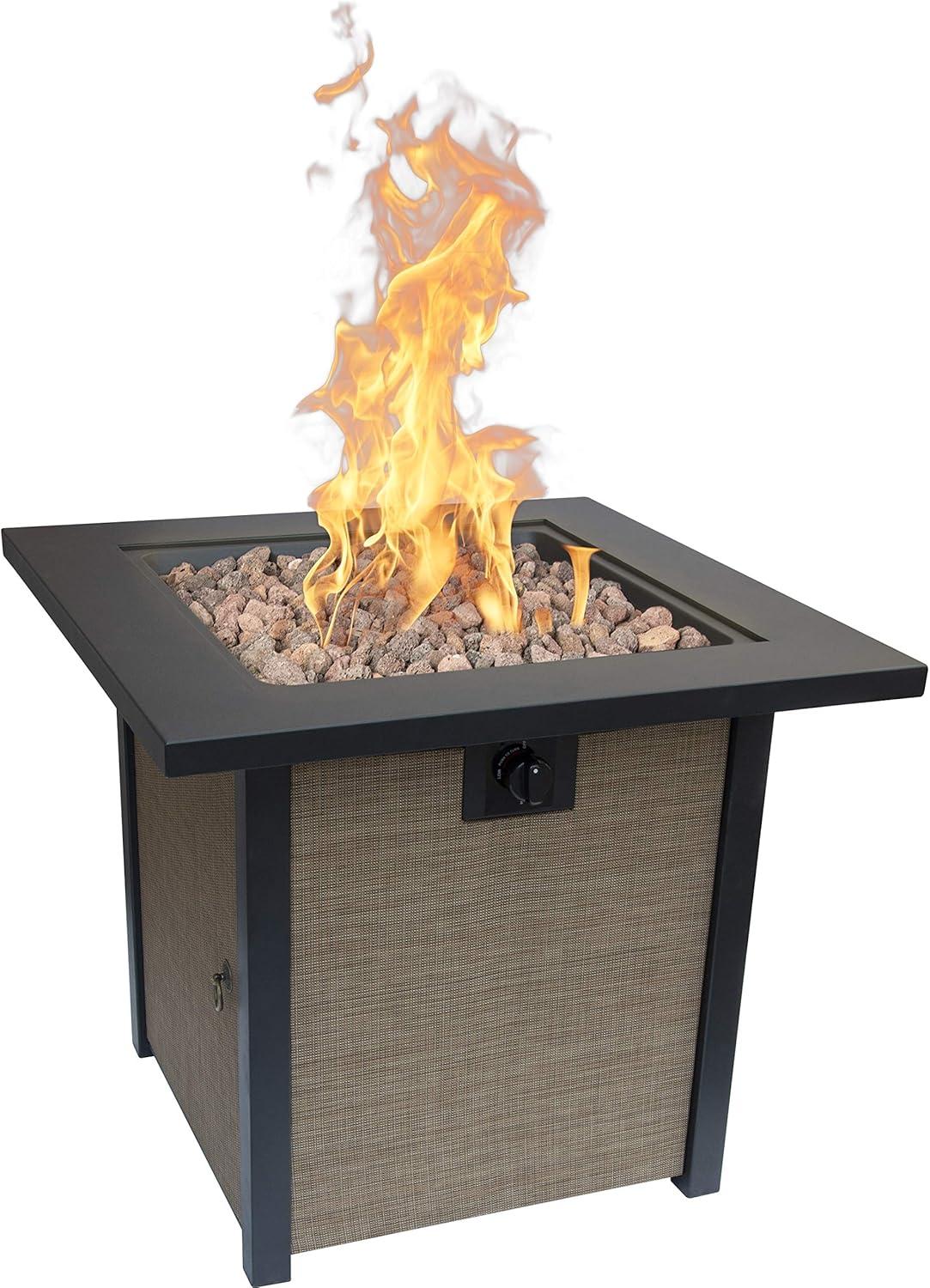 Bond MFG Woodleaf 28-in 50000-BTU Tan Portable Steel Propane Gas Fire Pit