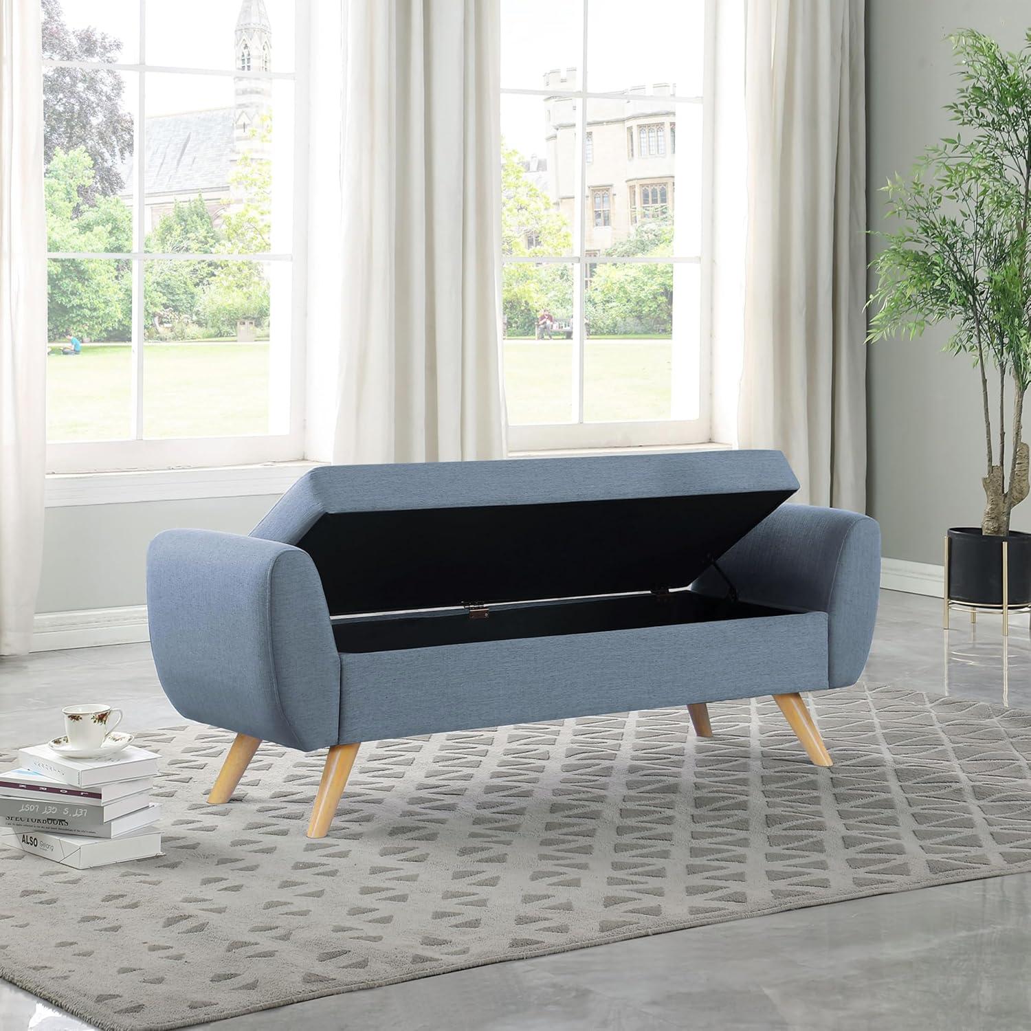 HomePop Modern Boucle Storage Bench with Wood Legs