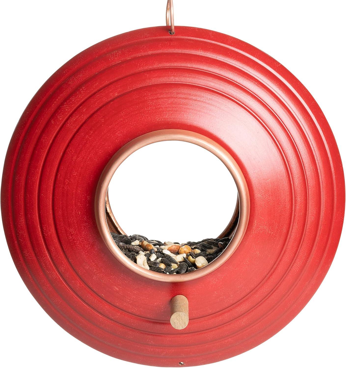 Mojave Copper and Red Hanging Fly-Thru Bird Feeder