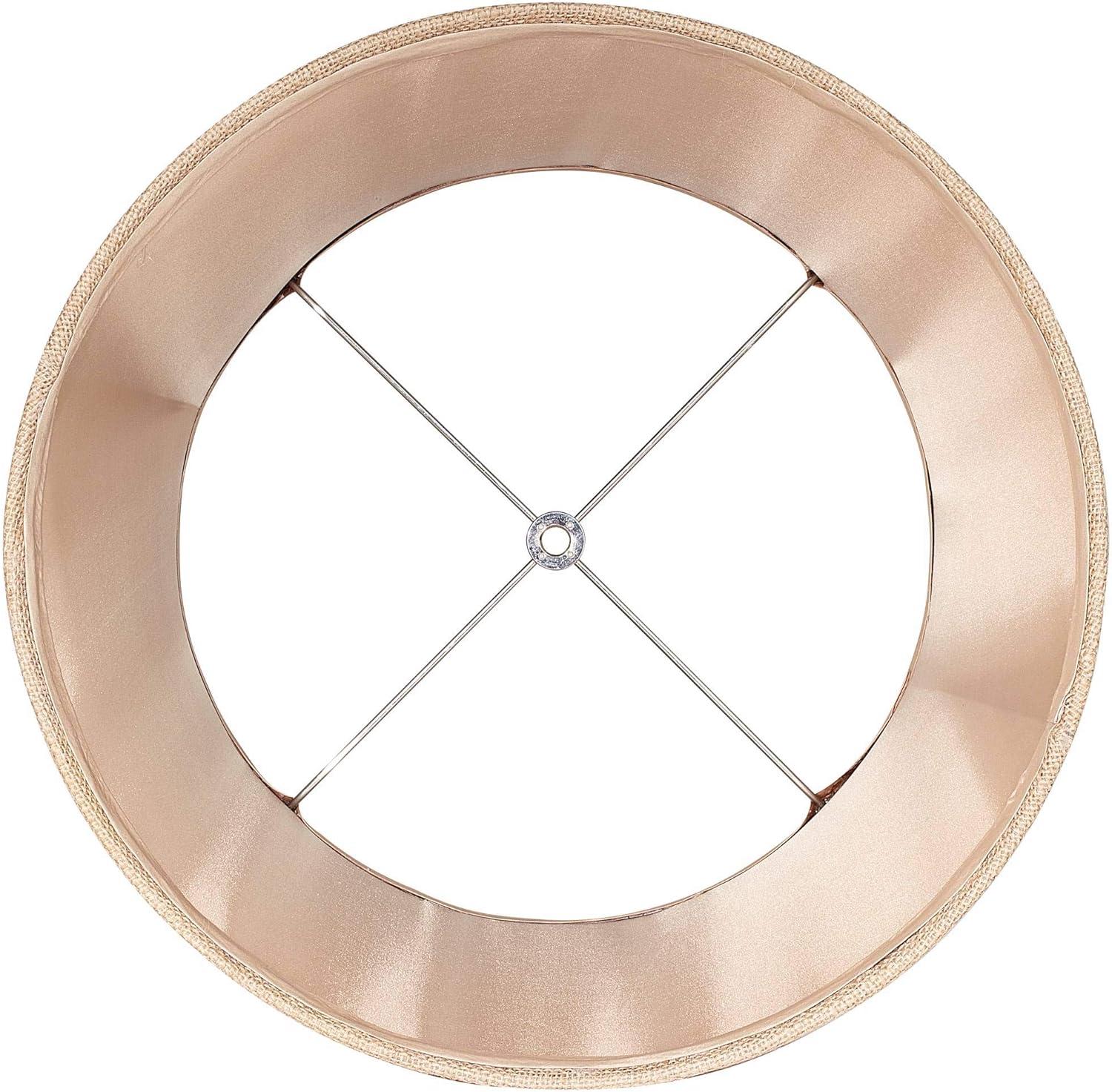 Springcrest Natural Burlap Medium Drum Lamp Shade 13" Top x 16" Bottom x 11" Slant x 10.75" High (Spider) Replacement with Harp and Finial