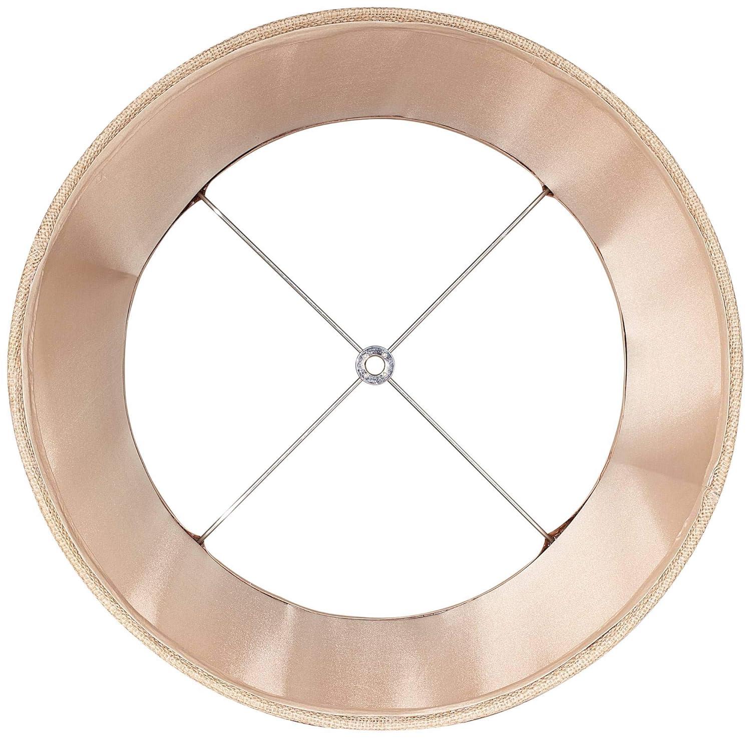 Springcrest Natural Burlap Medium Drum Lamp Shade 13" Top x 16" Bottom x 11" Slant x 10.75" High (Spider) Replacement with Harp and Finial