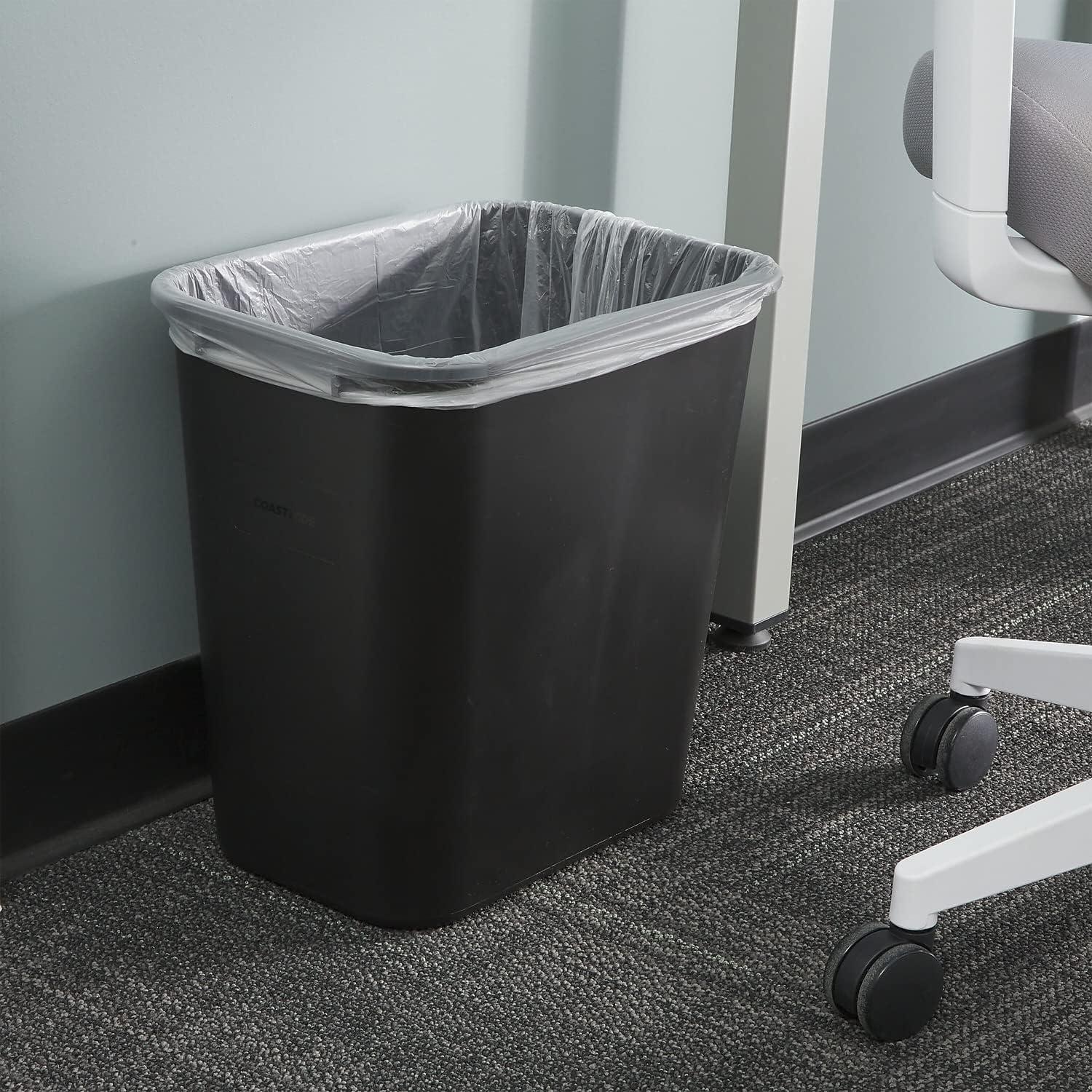 Black Plastic 7-Gallon Office Waste Basket