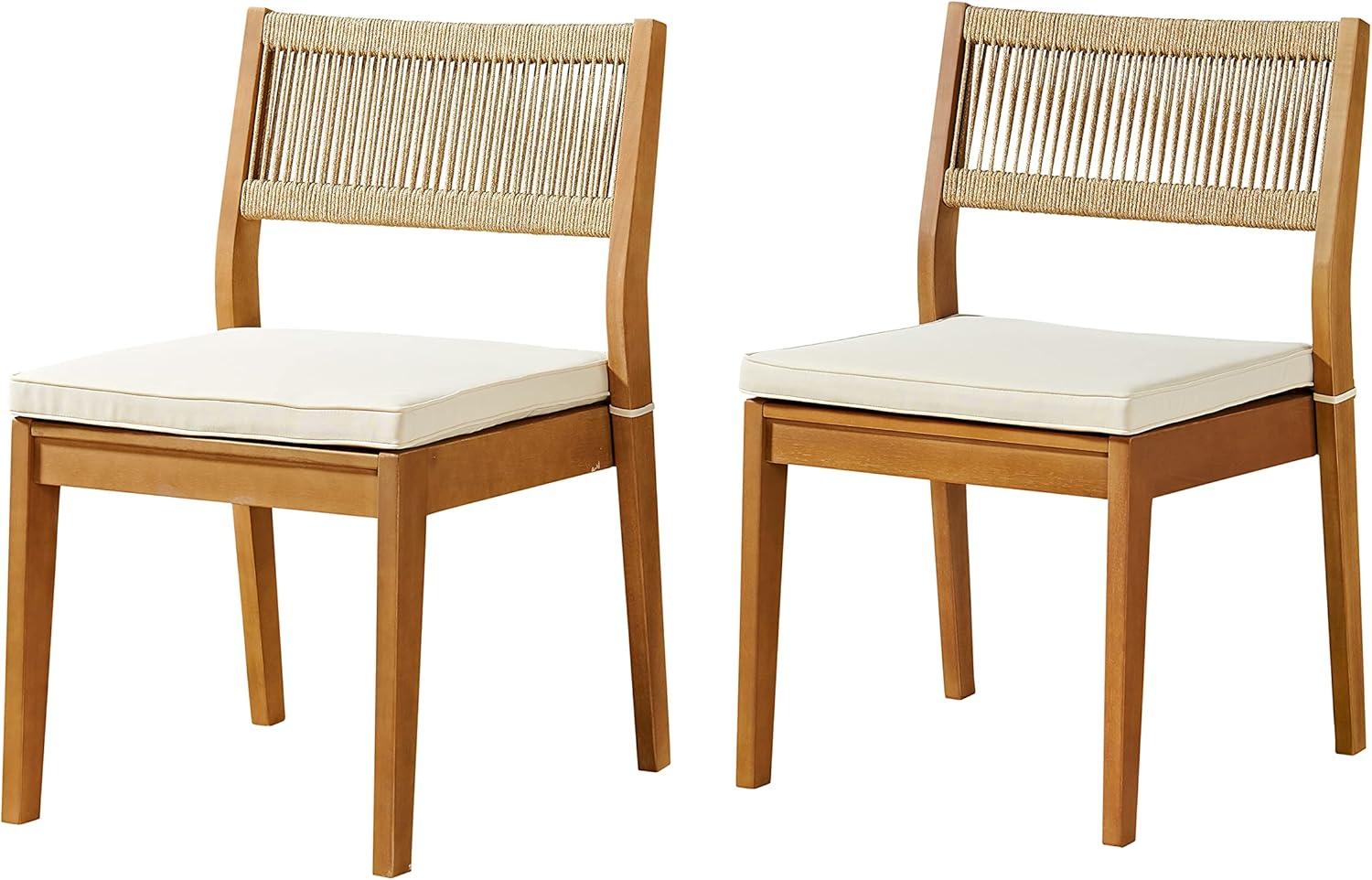 Alaterre Furniture 2pc Barton Outdoor Weather Resistant Stackable Dining Chairs with Cushions