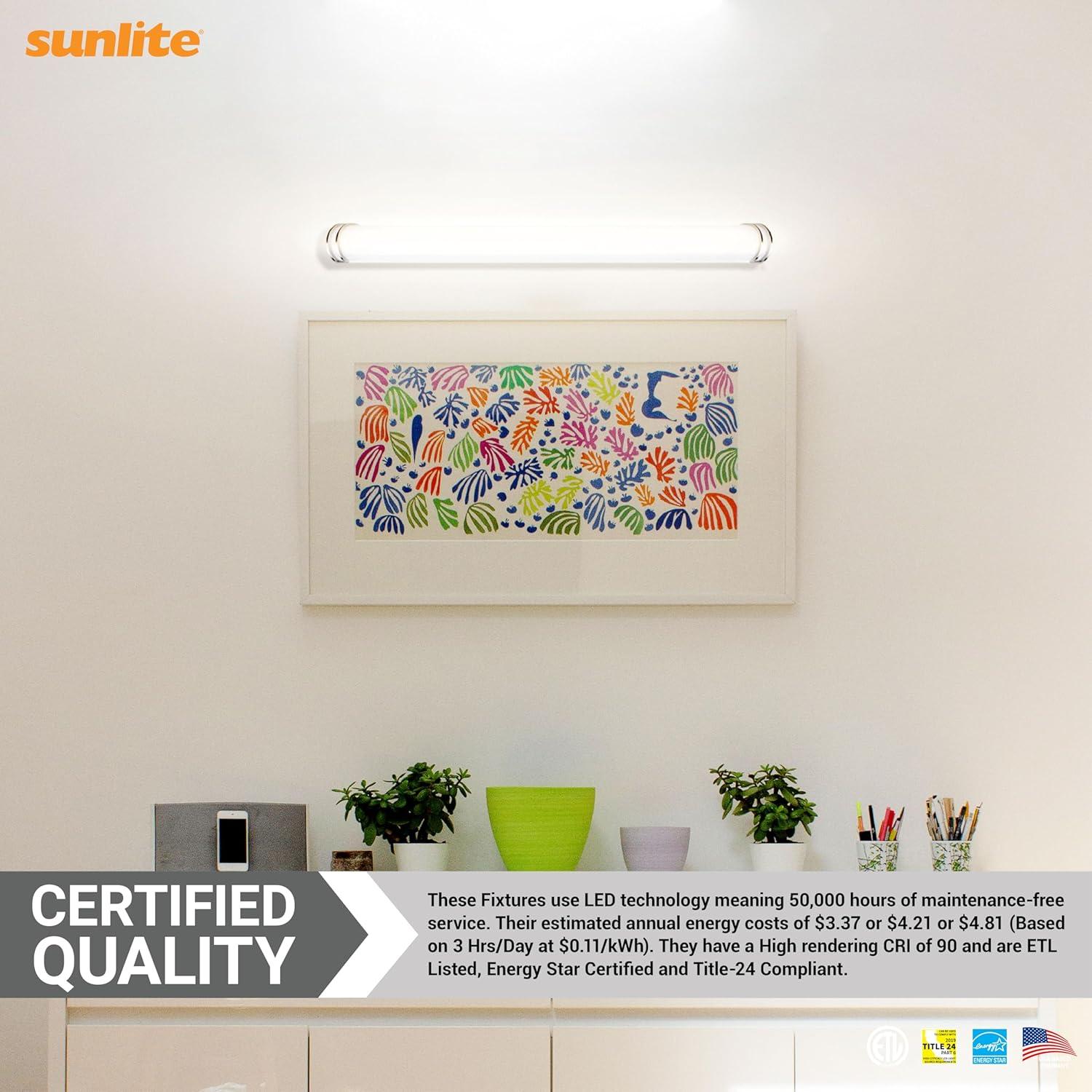 Sunlite 81493 48-Inch Linear LED Bar Vanity Fixture, Power Selectable 28W/35W/40W, 100-277V, 4048 Lumens, Color Selectable 30K/40K/50K, 90 CRI, Dimmable, ETL Listed, Energy Star, Title-24 Compliant