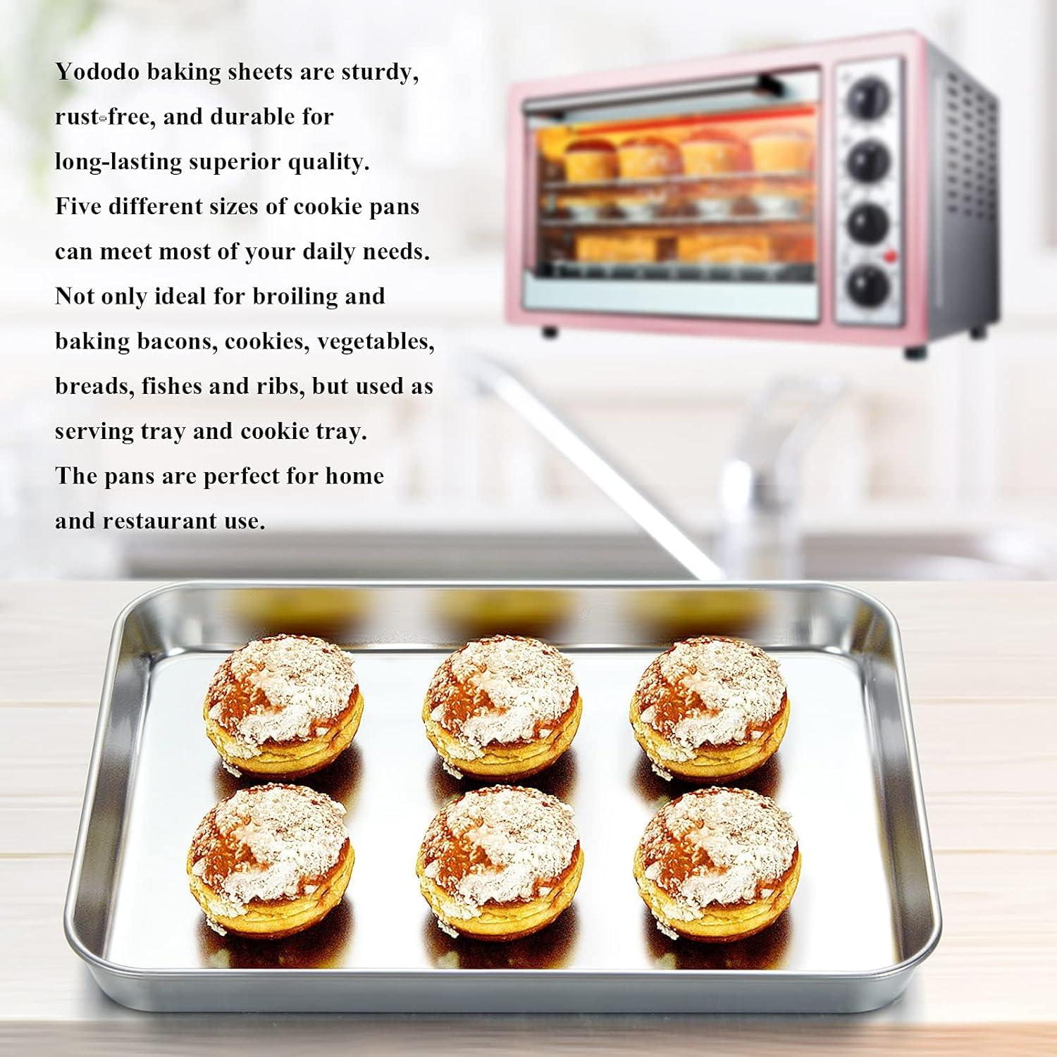 Baking Sheet, Yododo Stainless Steel Baking Pans Tray Cookie Sheet Toaster Oven Tray Pan Cookie Pan, Non Toxic & Healthy, Superior Mirror Finish & Rust Free, Easy Clean & Dishwasher Safe - 10 inch