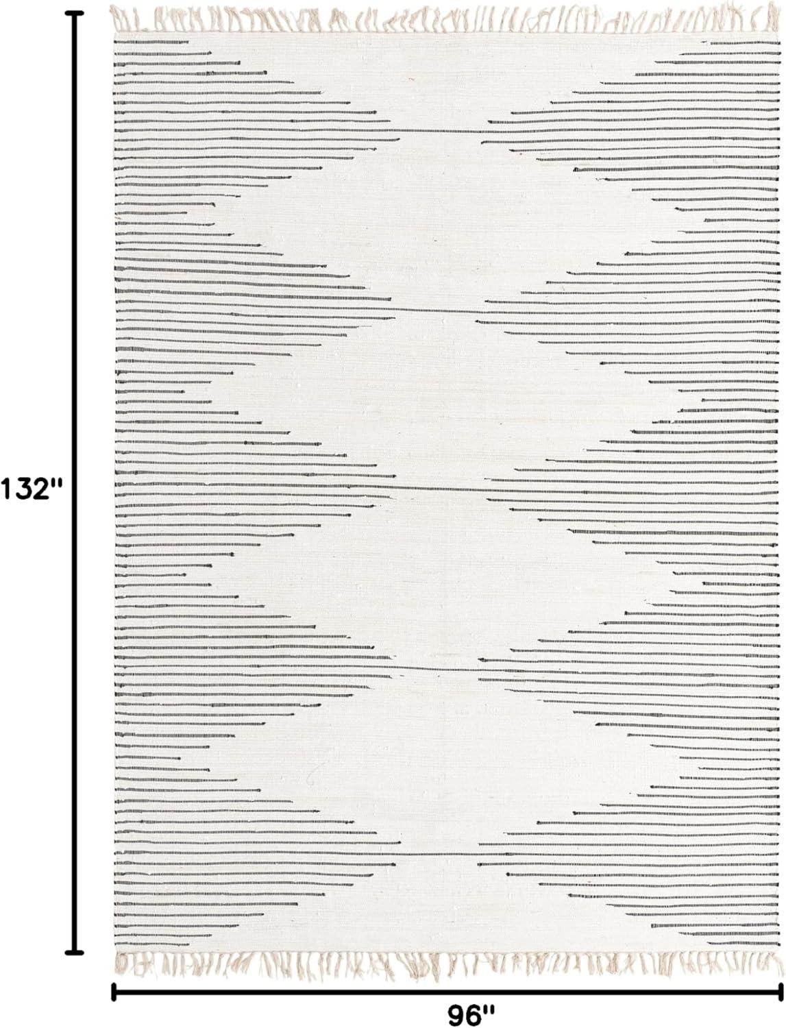 Handwoven Braided Chindi Rectangular Rug in White Cotton 8'x11'