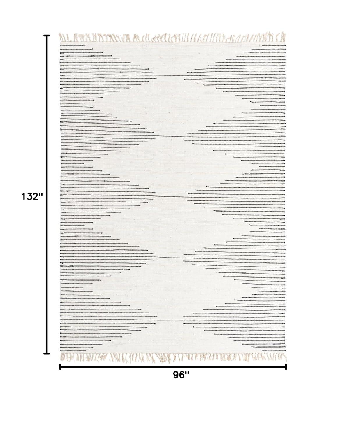 Unique Loom Chindi Cotton Collection Area Rug - Briah (8'  x 11' Rectangle White/Black)
