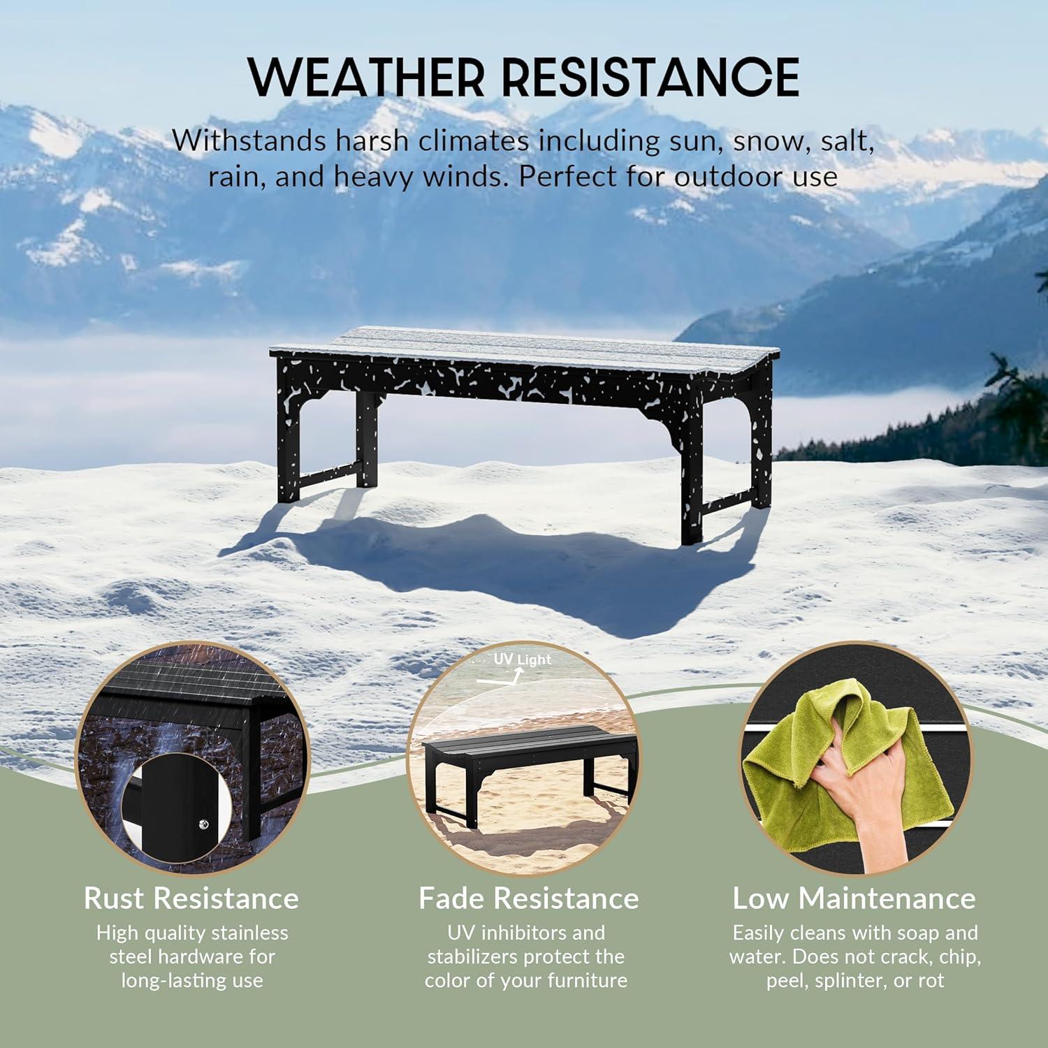 WestinTrends  Backless All-Weather Outdoor Bench for Patio Garden, Black