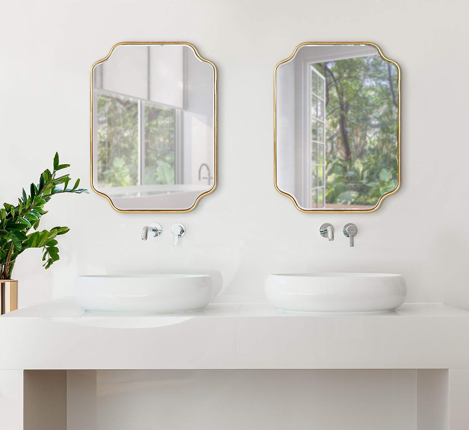 Kate and Laurel Plumley Glam Scalloped Wall Mirror, 18 x 24, Gold, Transitional Mirror Wall Decor