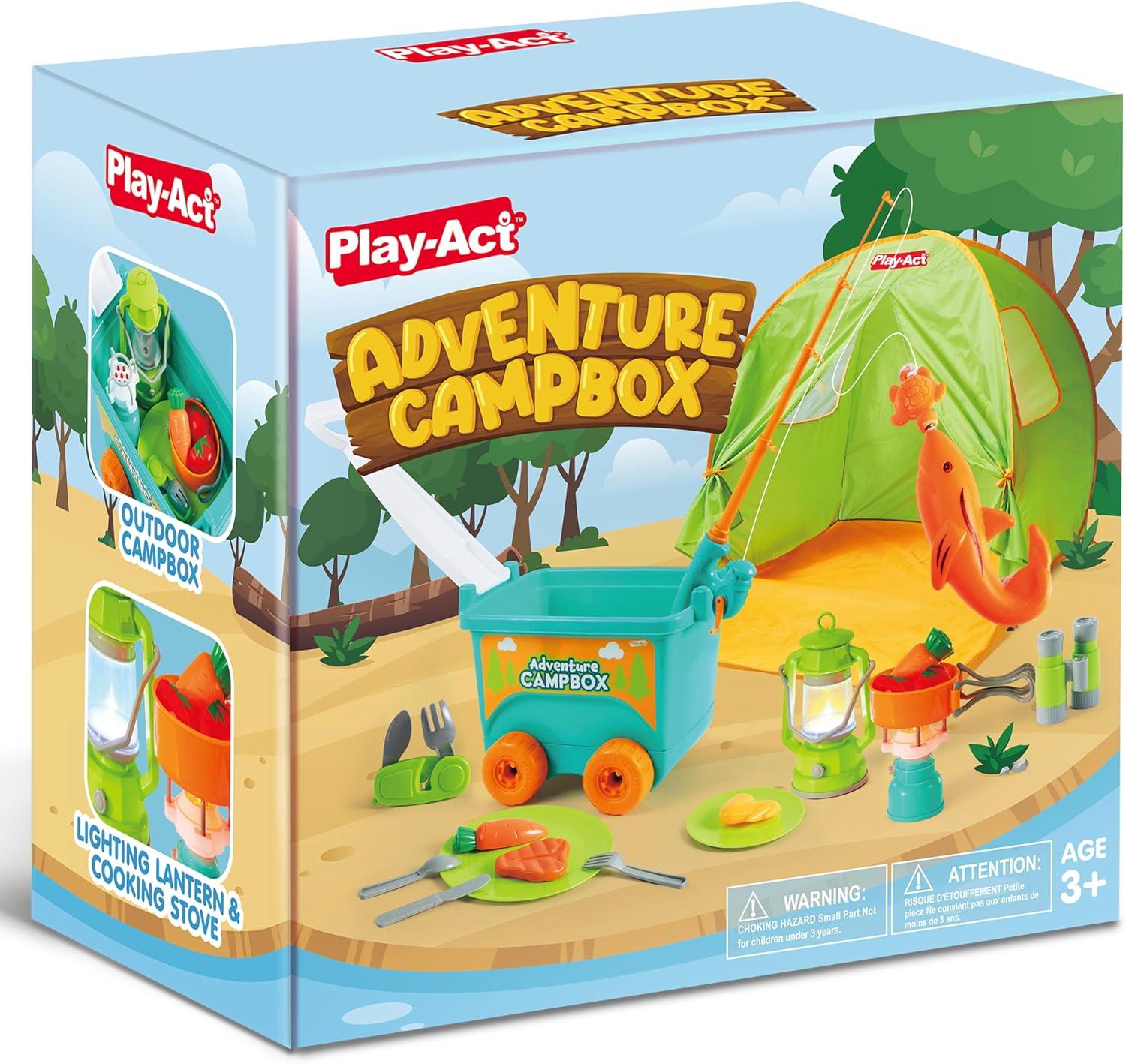 Kids Camping Set with Tent, Camping Wagon Toy, Toddler Adventure Playset for Boys, Camping Gear Toys for Kids Indoor Outdoor Pretend Play, Gift Idea for Boys Girls Age 3,4,5,6 Year Old