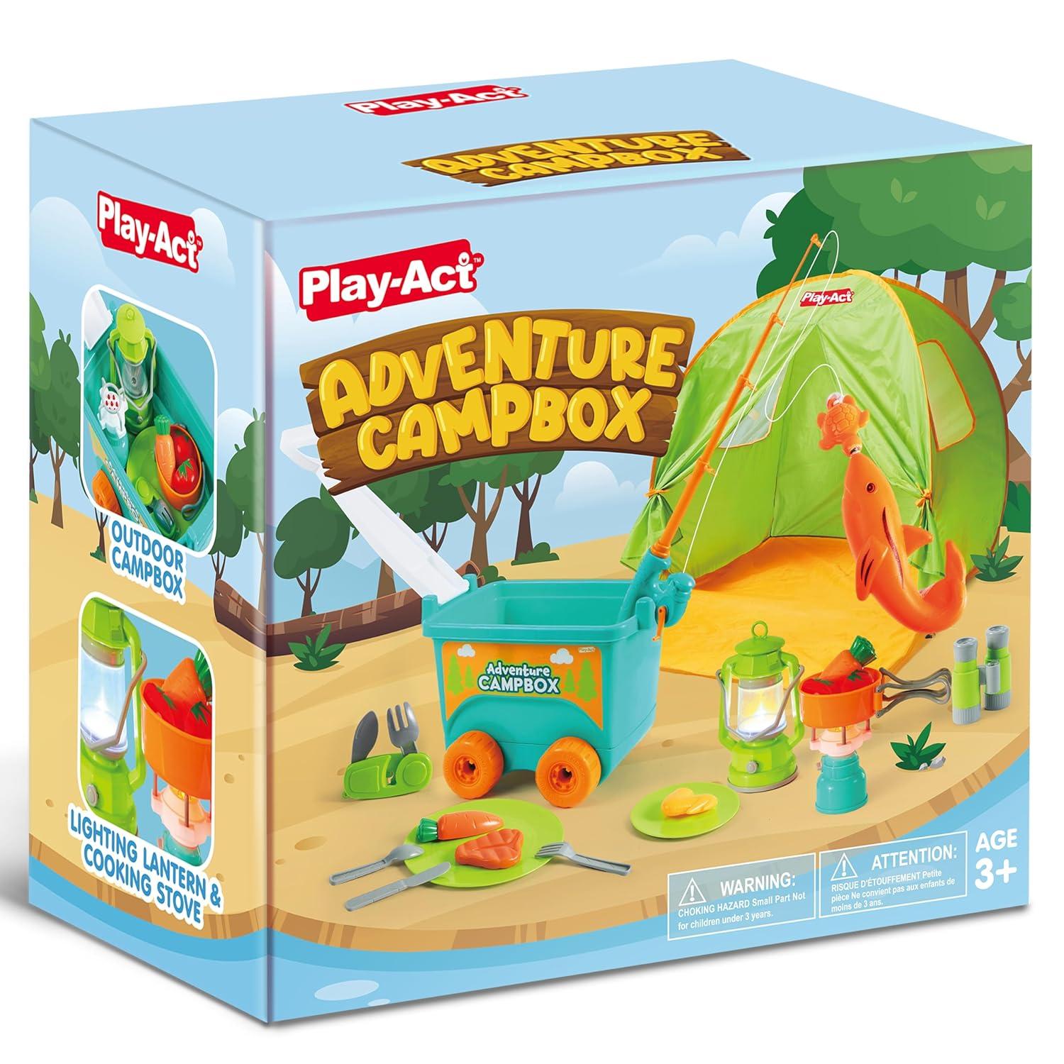 Kids Camping Set with Tent, Camping Wagon Toy, Toddler Adventure Playset for Boys, Camping Gear Toys for Kids Indoor Outdoor Pretend Play, Gift Idea for Boys Girls Age 3,4,5,6 Year Old
