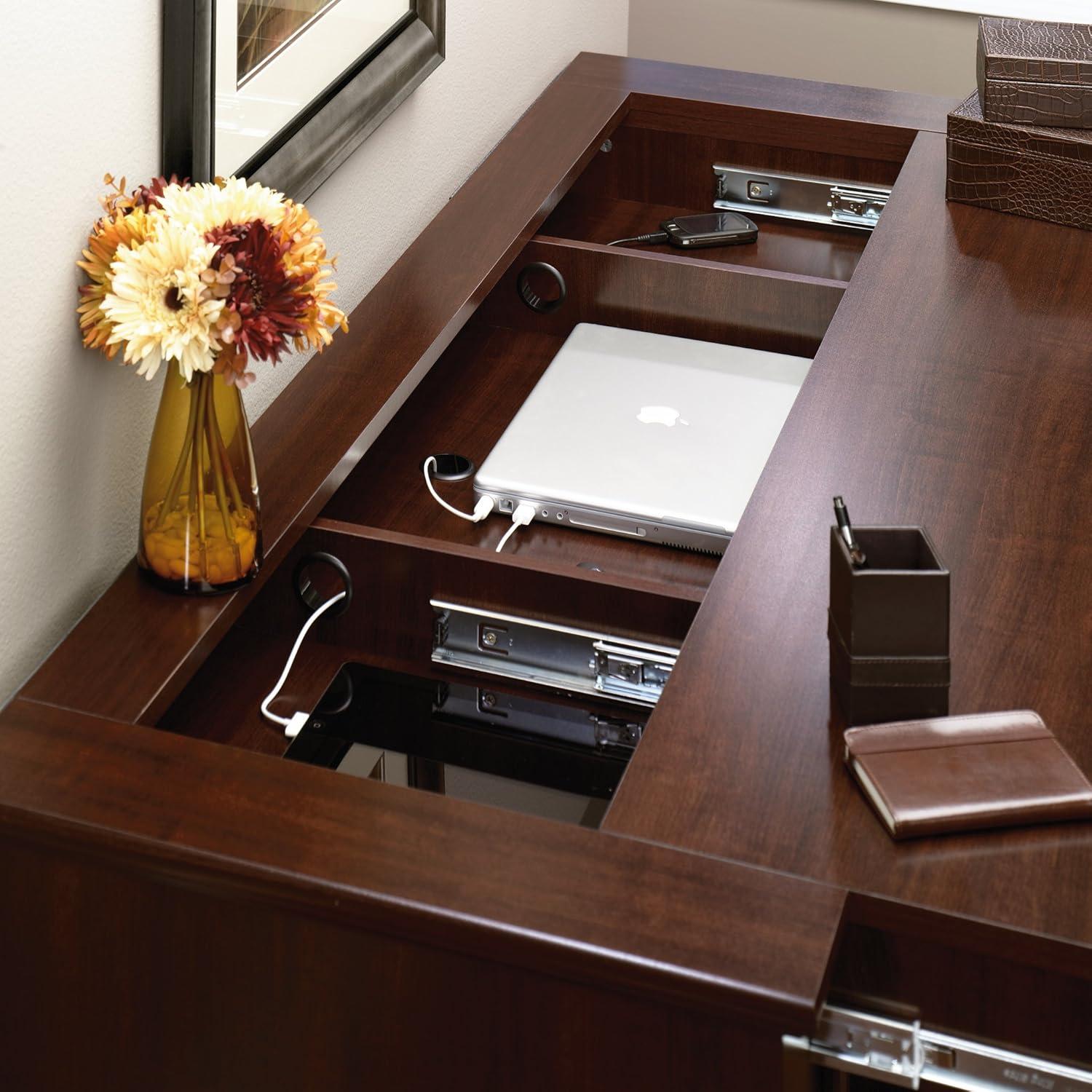 Select Cherry Wood Credenza with Drawer and Keyboard Tray