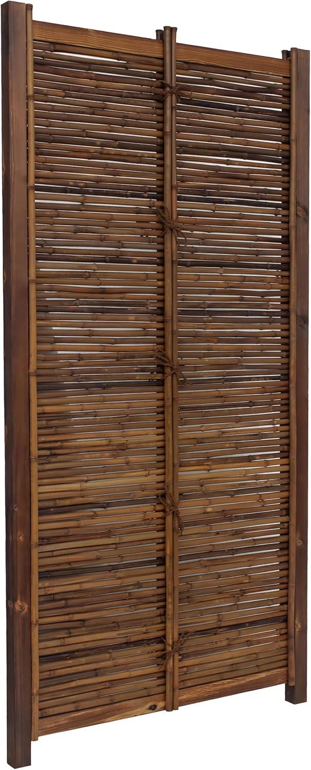 71" Brown Bamboo and Wood Zen Garden Fence Panel