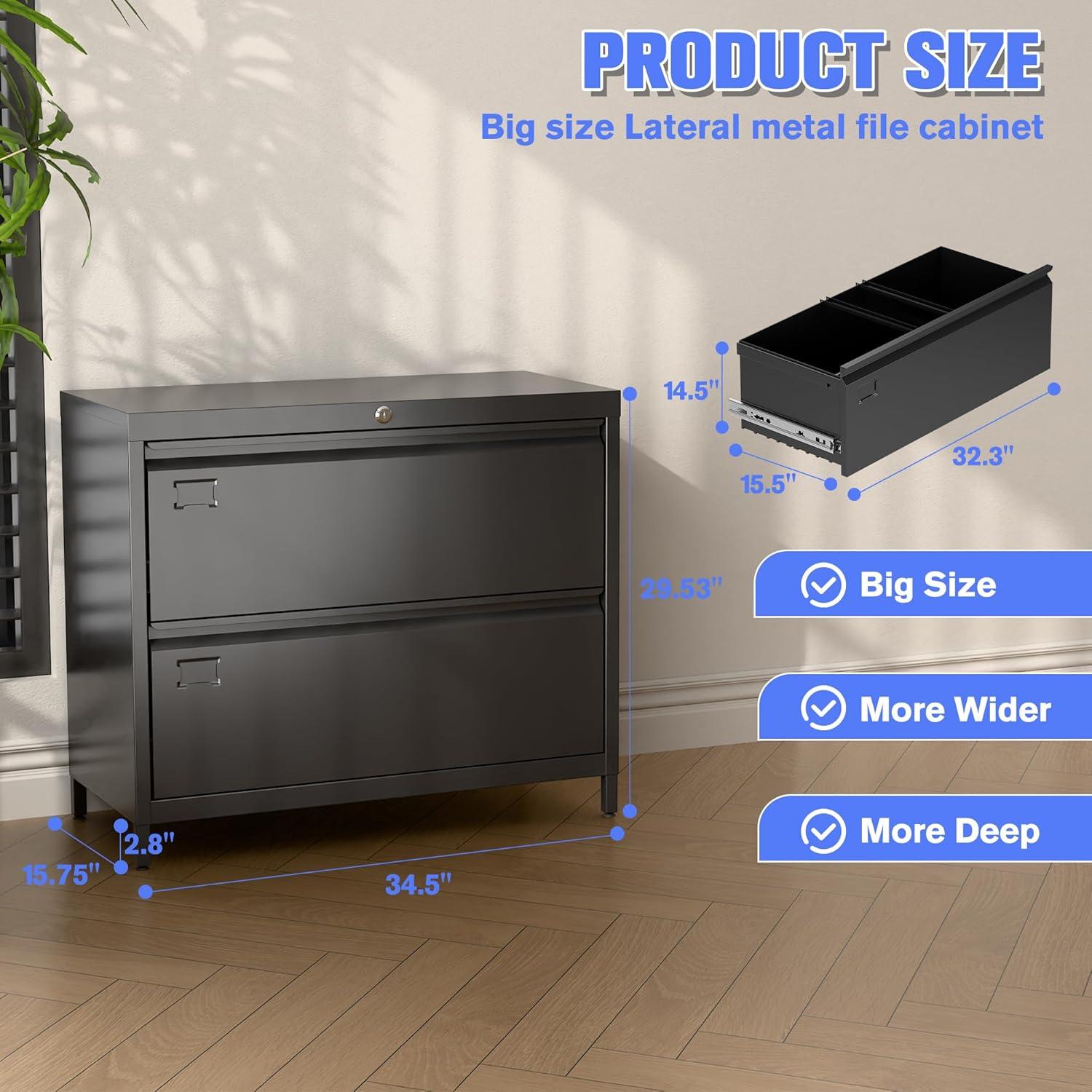 3 Drawer File Cabinet with Lock Metal Vertical File Cabinet Office Home Narrow File Cabinet for A4 Legal/Letter Size,Assembly Required (Black, 3 Drawers-Vertical)