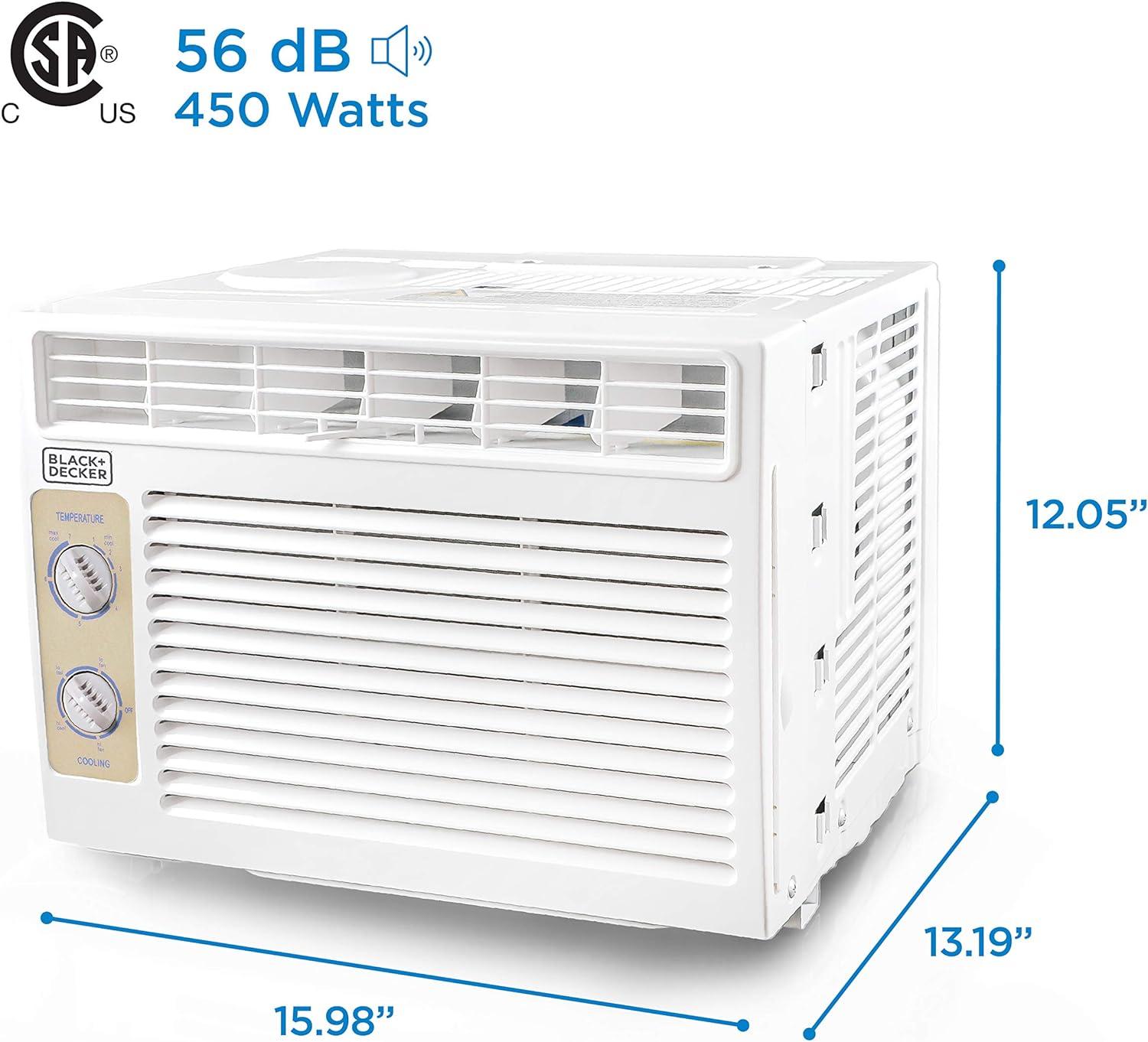 BLACK+DECKER BD05MWT6 Window Air Conditioner 5000 BTU, Cools Up to 150 Square Feet White