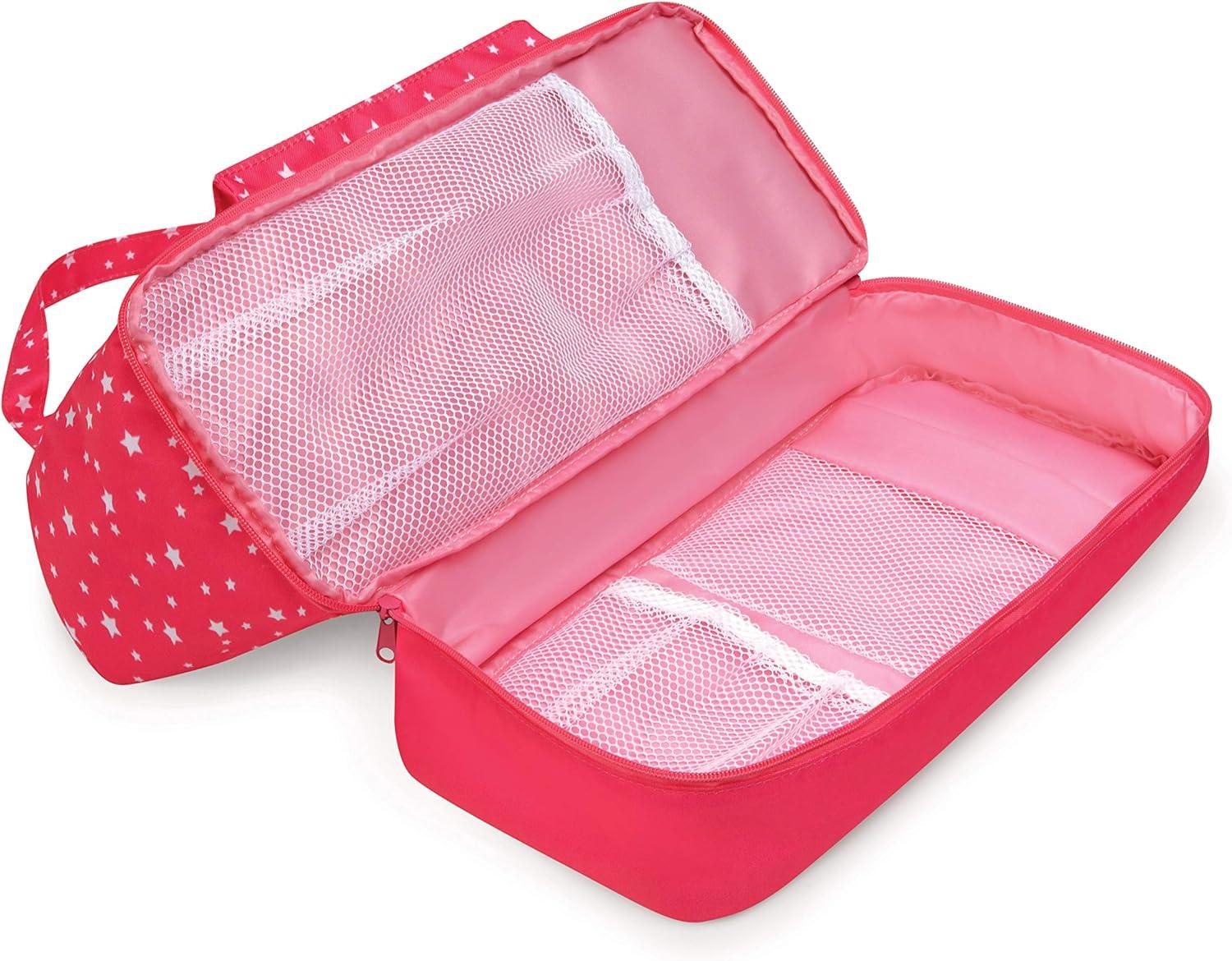 Badger Basket On-the-Go Doll Tote and Storage Bag - Pink Stars