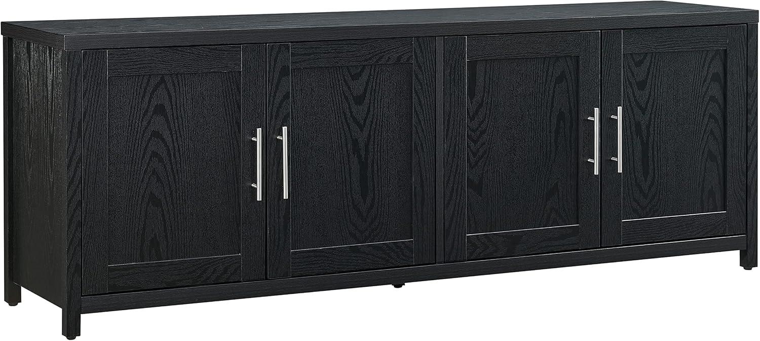 Transitional Black Grain MDF TV Stand with Enclosed Cabinets