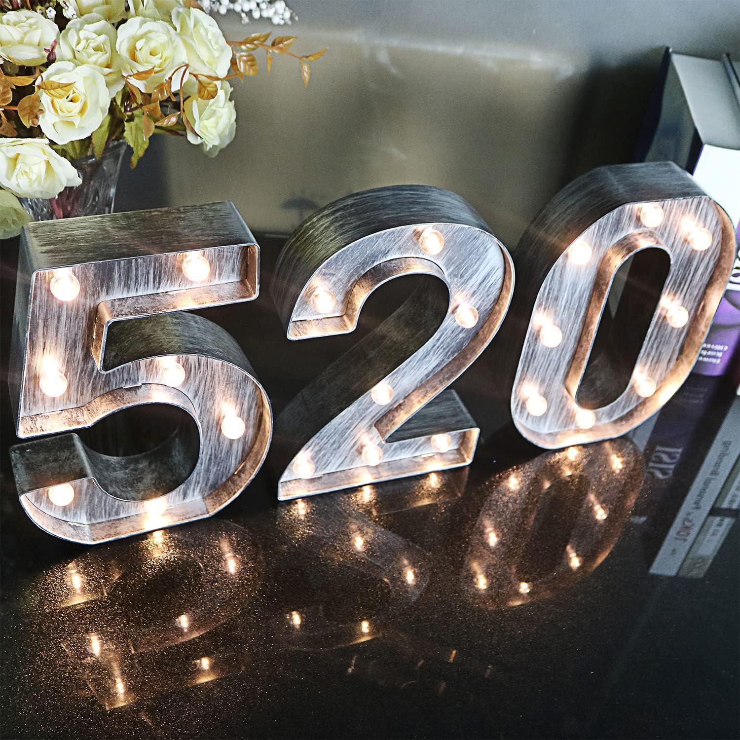 Brushed silver gray LED letters Lights Light Up letters Sign for Night Light Wedding/Birthday Party Battery Powered Christmas Lamp Home Bar Decoration -&