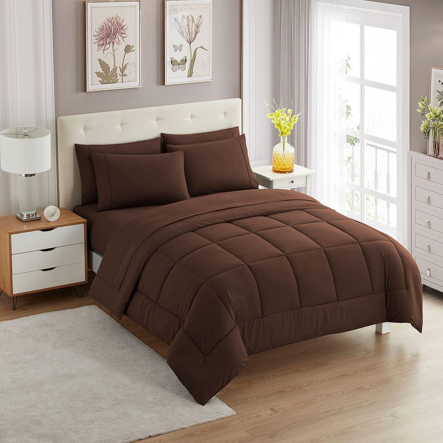 Sweet Home Collection All Season Bed-in-A-Bag 5pc/7pc Solid Color Comforter & Sheet Set Ultra Soft Bedding by Sweet Home Collection