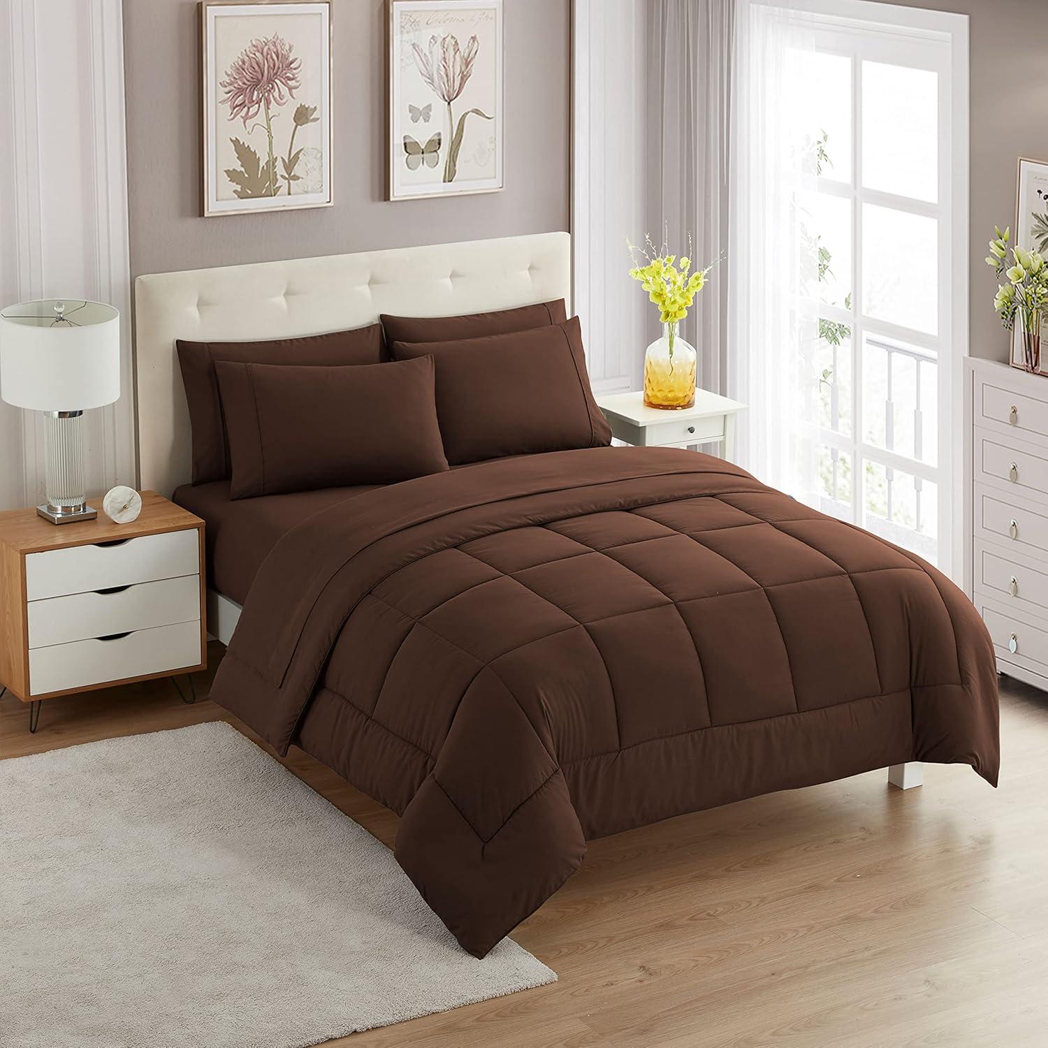 Sweet Home Collection All Season Bed-in-A-Bag 5pc/7pc Solid Color Comforter & Sheet Set Ultra Soft Bedding by Sweet Home Collection