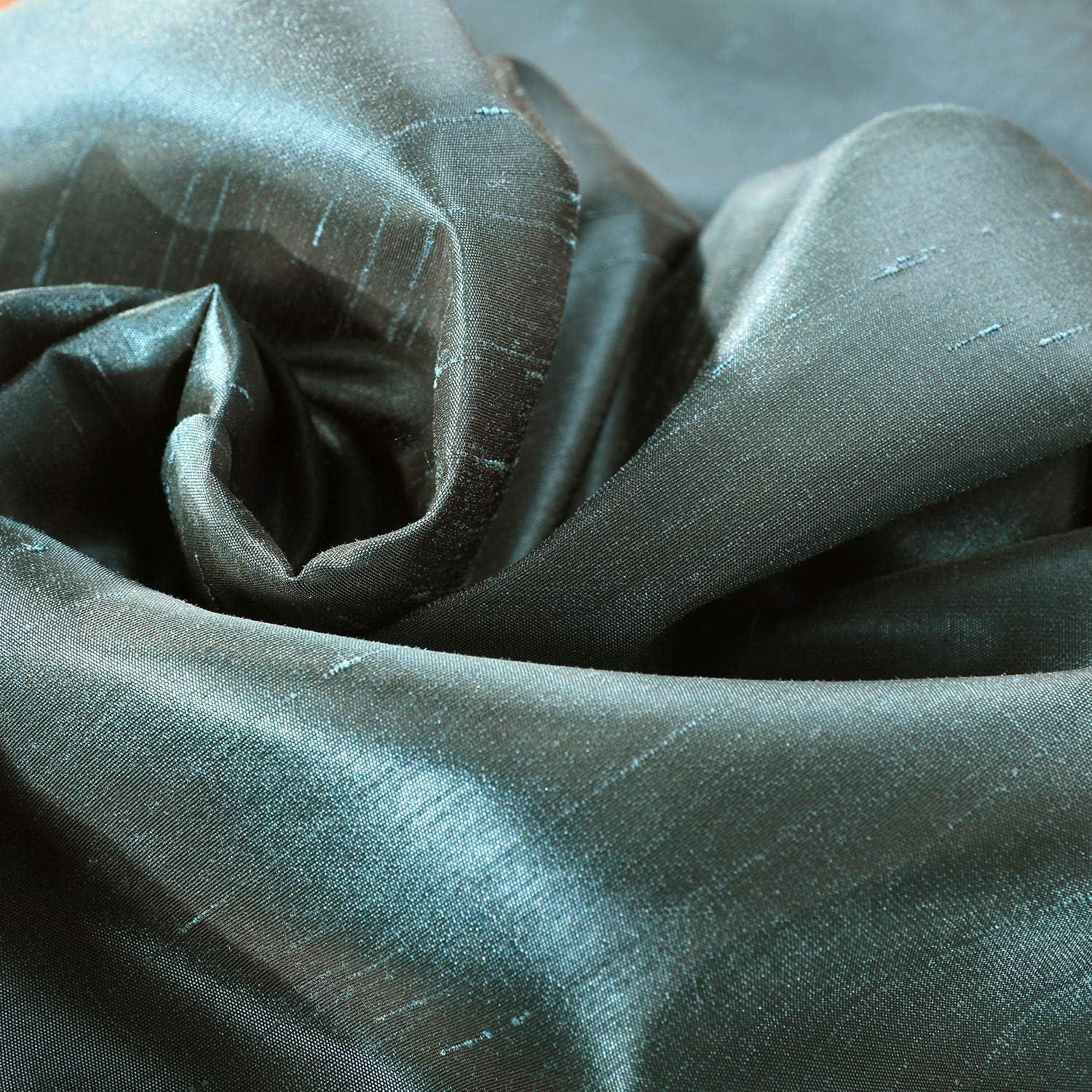 Half Price Drapes Peacock Dupioni Silk Room Darkening Curtains for Bedroom (1 Panel), 50WX 108L